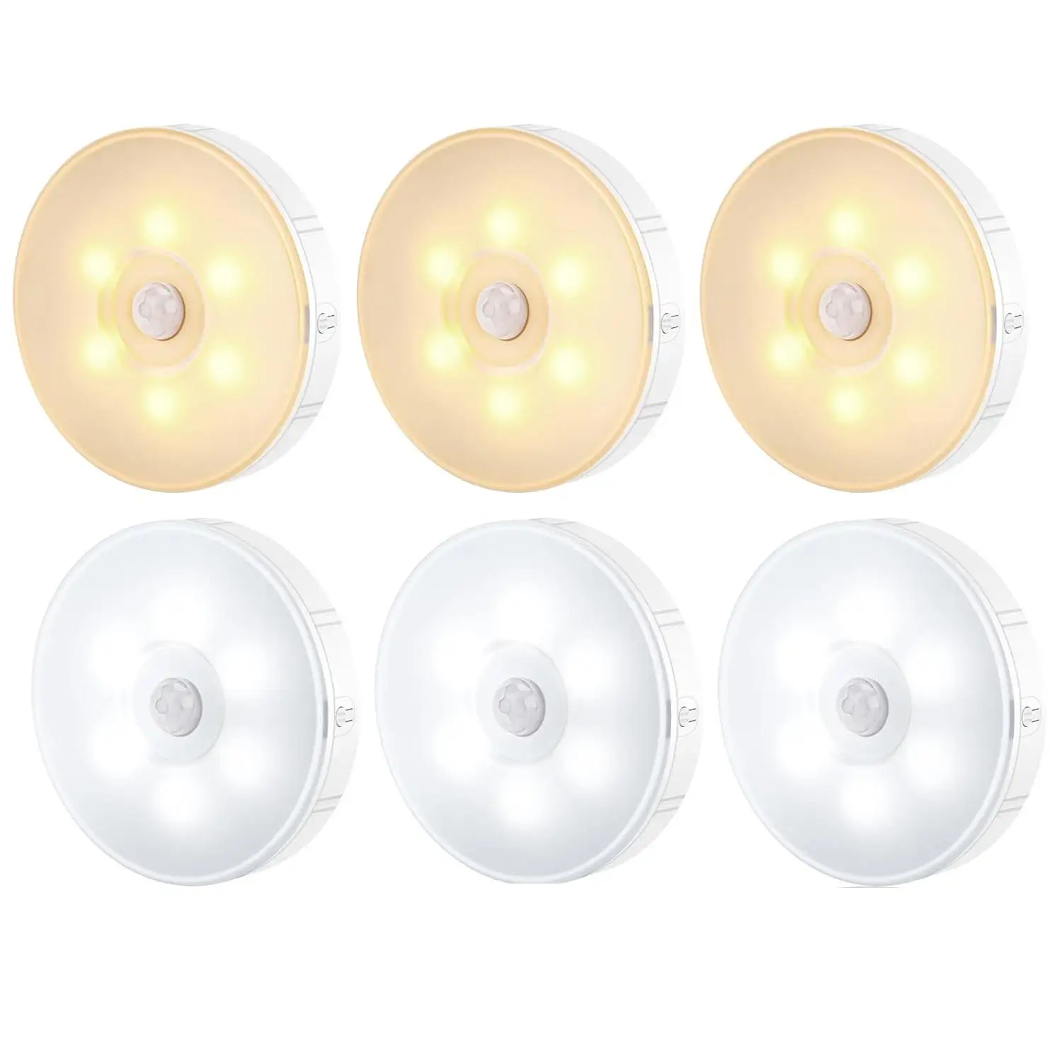 Luce Notturna LED con Sensore di Movimento Ricaricabile via USB, 3 Modalità di Illuminazione, 2 Temperature di Colore 3000K/6000K, con Telecomando, Batteria da 1000mAh, Luce Automatica per Armadi,