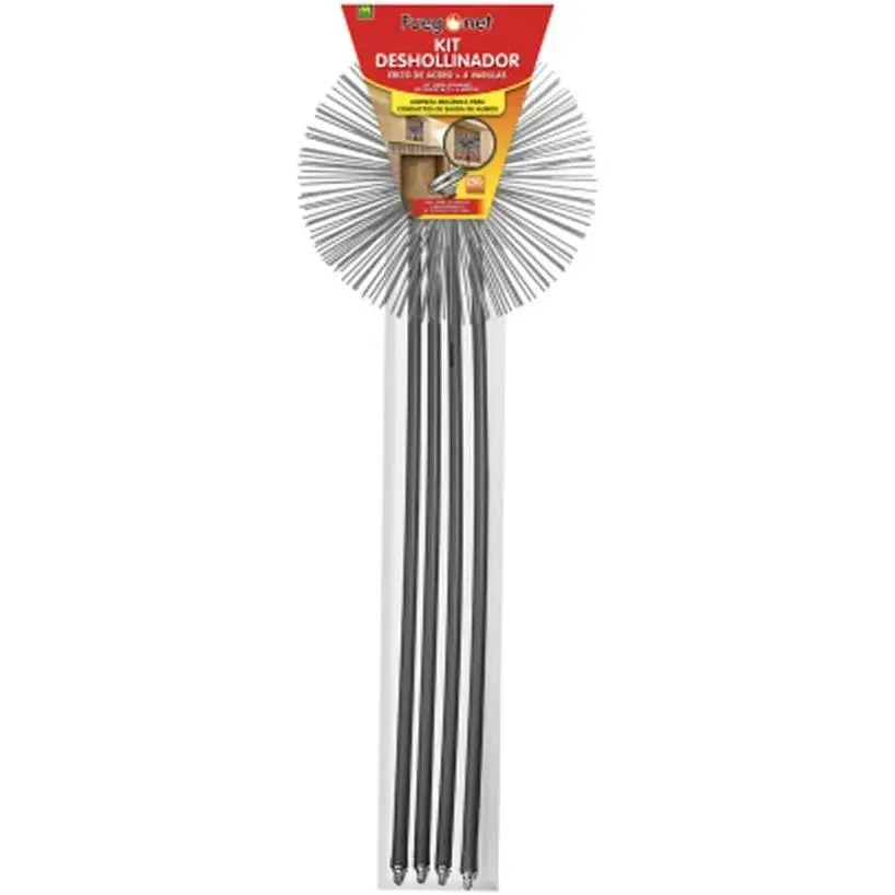 KIT DESHOLLINADOR FUEGONET MASSO para Limpieza de Conductos de Chimeneas de Obra con Erizo de Acero y Varillas de 140cm