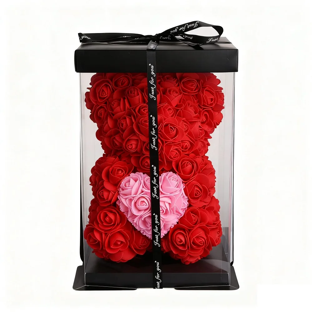 Rosa Artificial oso flor regalo del Día de San Valentín regalo de aniversario de cumpleaños con caja de regalo DIY embalaje deco,Regalo Día de San Valentín,Decoracion Día de San Valentín,cm,fespu