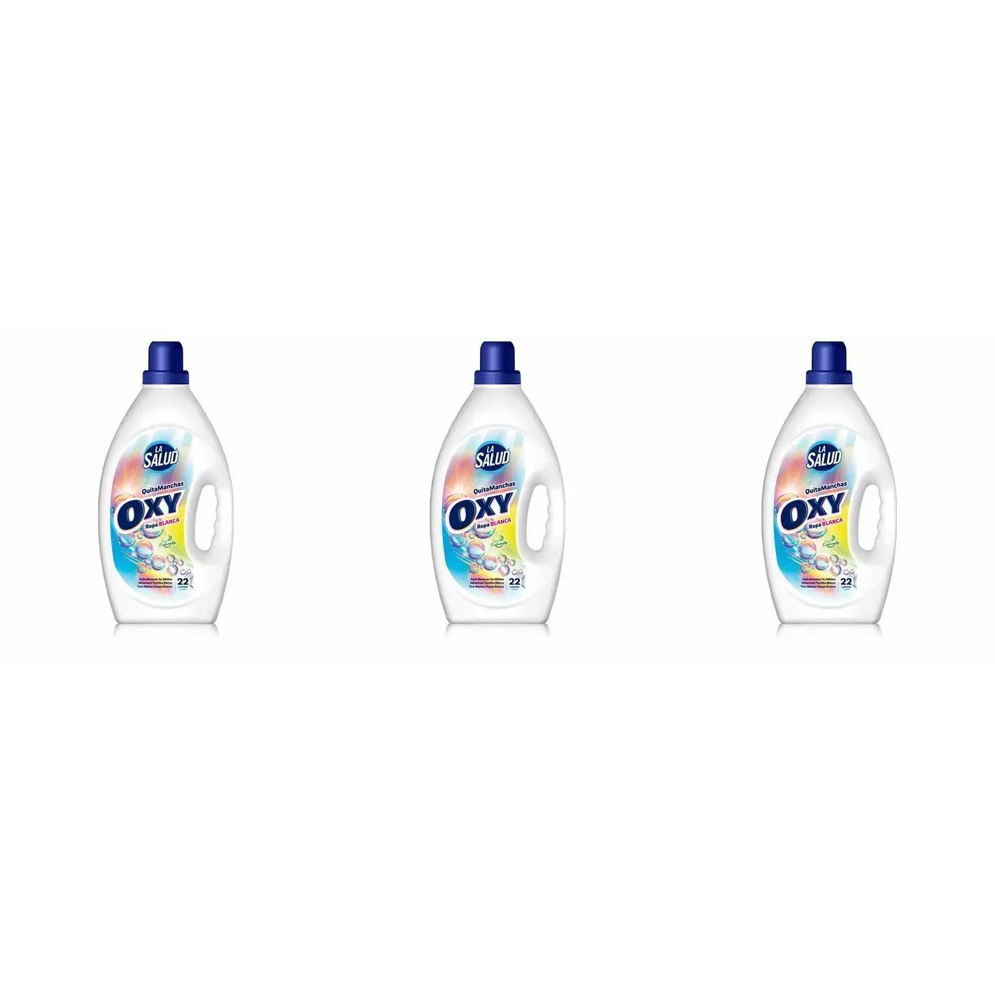Pack de 3 botellas Oxi Quitamanchas La Salud para Ropa Blanca - 2 litros cada botella