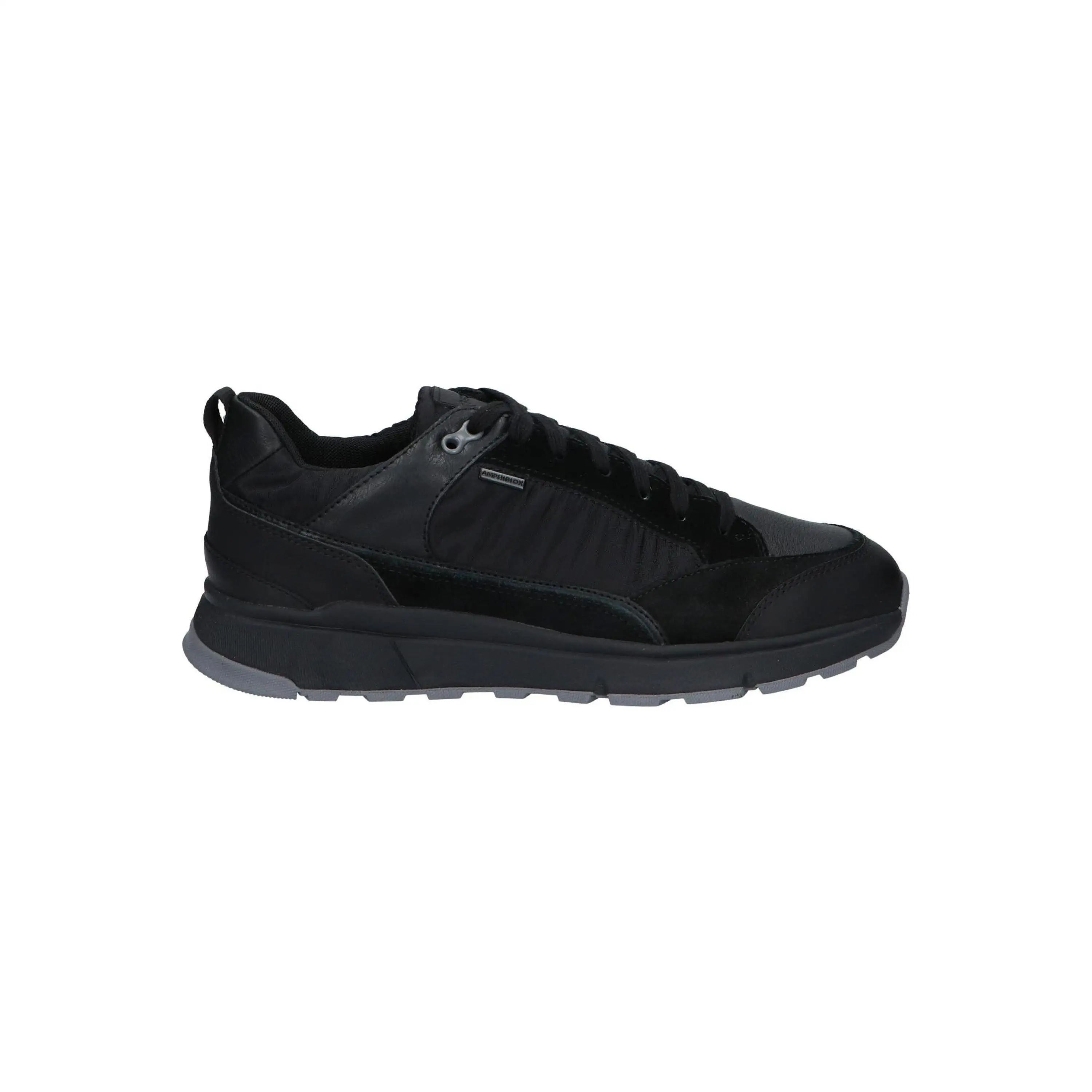 Geox Men's Casual Sneakers in Black, Made of Leather and Textile, with a