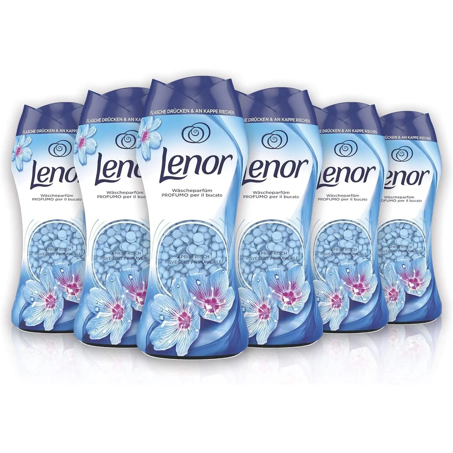 Perfumed Pearl Clothes perfume Lenor for Washing Machine, Wake Up Spring April 6 Pack (6x210g), Large Size perfume Intensifier, Recycled Plastic 100%