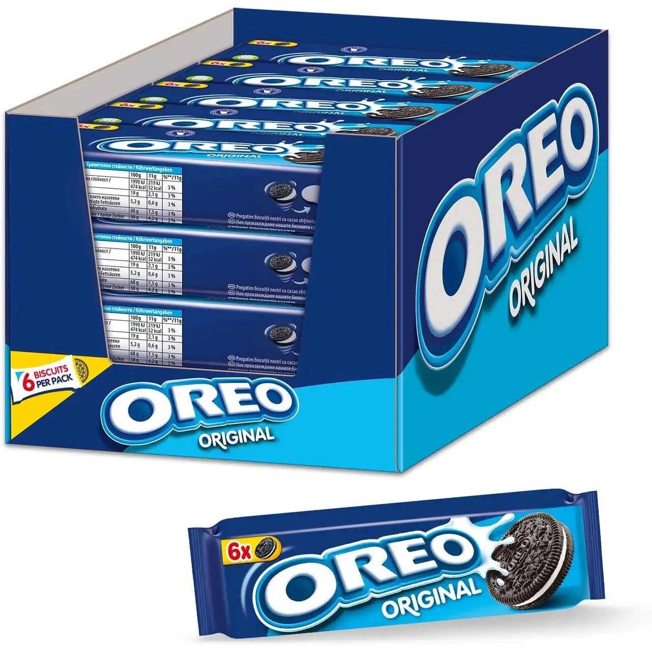 Original Oreo. Cocoa cookies filled with cream vanilla flavor. Box of 20 units x 66g