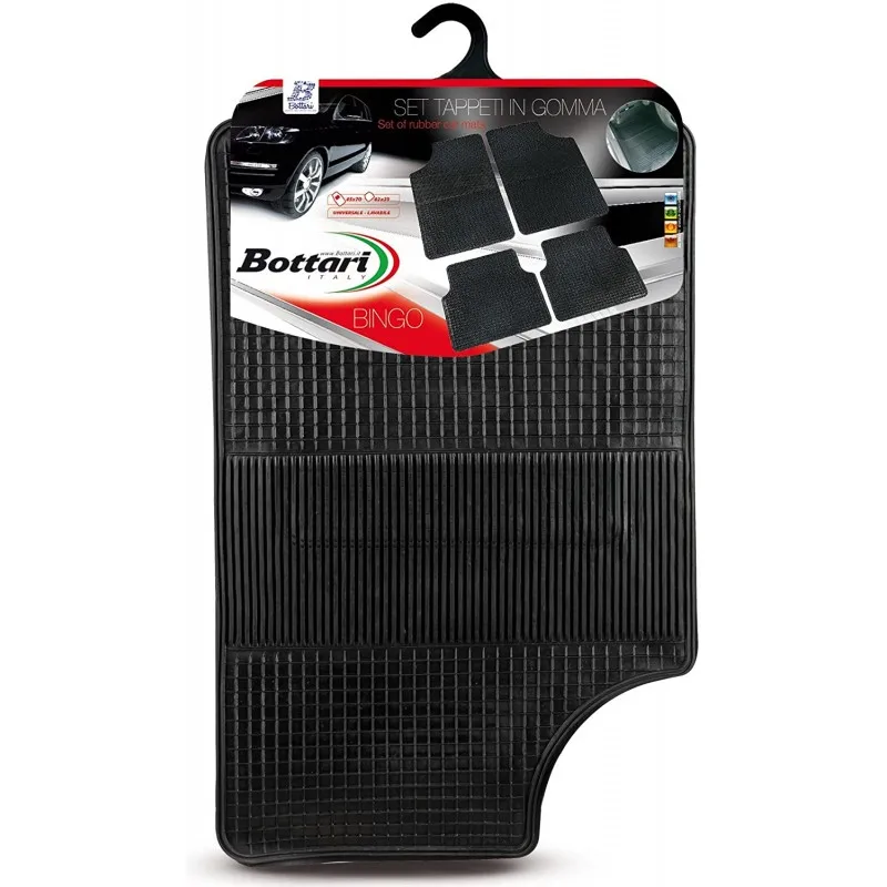 Euro Bottari - Juego de 4 Alfombrillas de Goma para Coche, Universales y Resistentes Al Uso