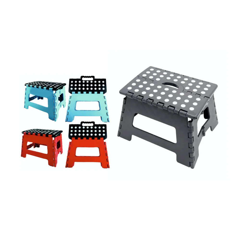 Taburete de Plástico Plegable con Asa. Ligero y Antideslizante. Multiusos. Resistente. Duradero.