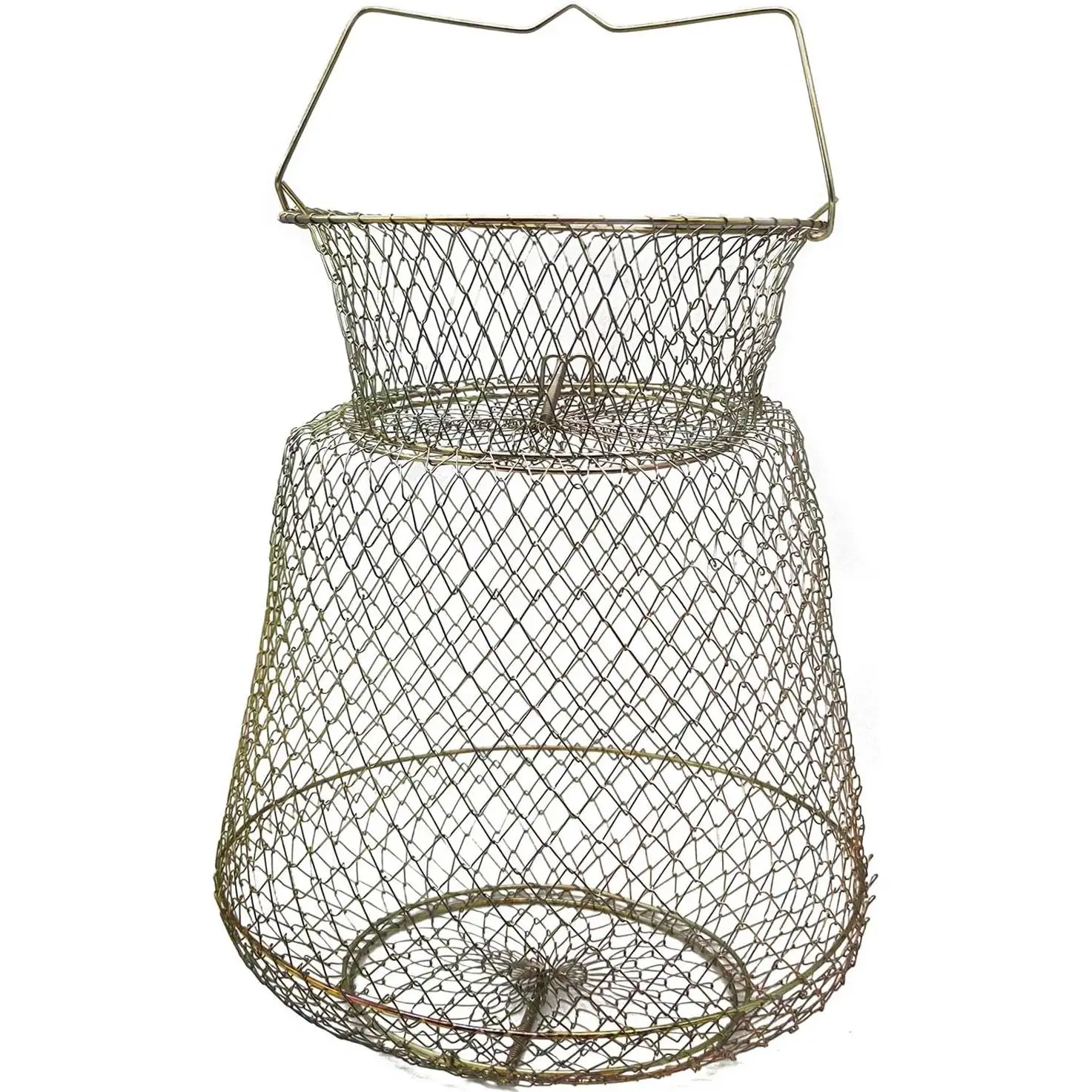 Canasta de Red de Pesca Cangrejo de Alambre Grande Malla para Anguilas Acero Portátil con Jaula de Mango Cesta Redonda Metal