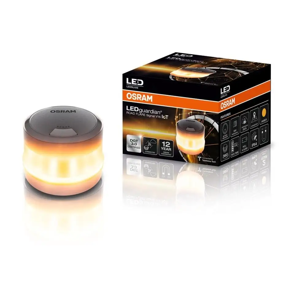Baliza de Emergencia Homologada DGT 3.0 LEDguardian ROAD FLARE V16 Conectividad IoT Tiempo Real OSRAM
