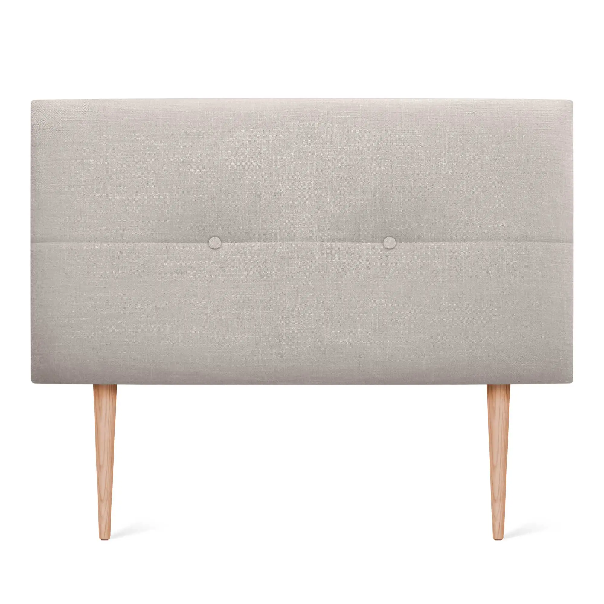 DHOME Cabecero de Lino Natural con Botones y Patas de Madera Cabezal Tapizado Cama Dormitorio Moderno