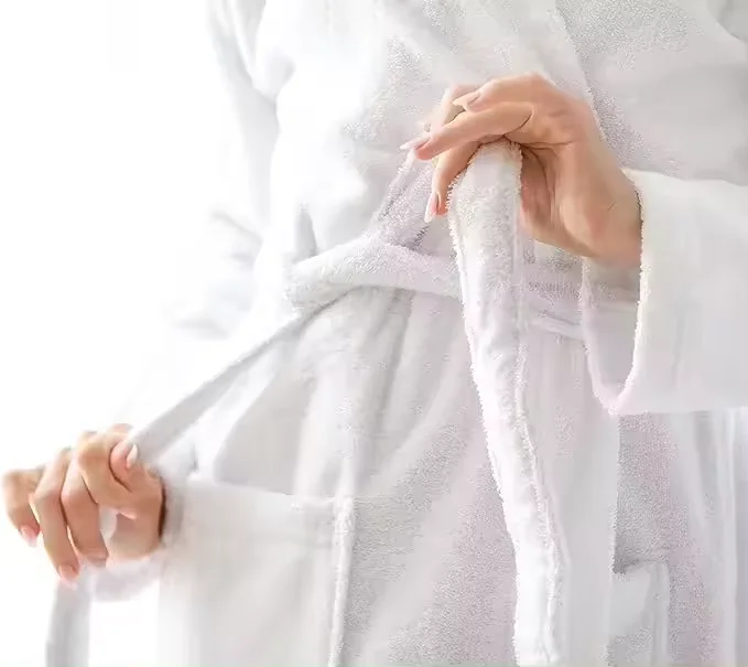 Carded cotton bath bathrobe without Hood. 100% cotton available in various colors. Ultra soft and absorbent fabric. Sizes M, L, XL