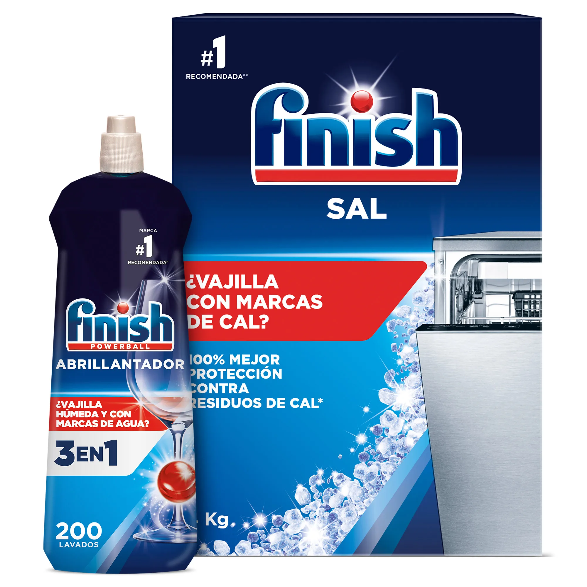 Finish 4kg dishwasher salt + Regular dishwasher Polish 800ml (200 washed)