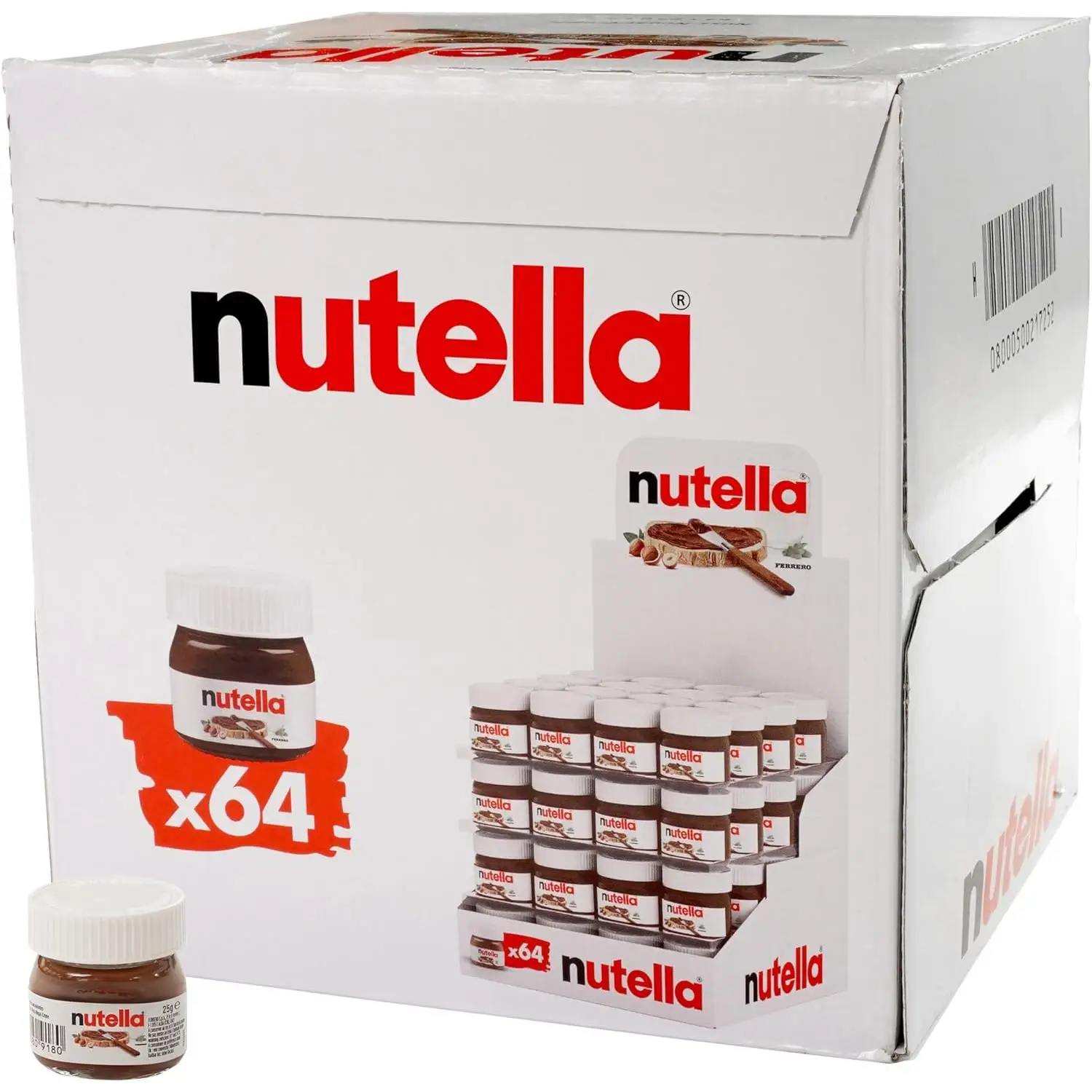 NUTELLA mini-glas para tienda Ferrero Nutella - Juego de 64 tarros pequeños de 25 g, para untar, crema de nuez y chocolate