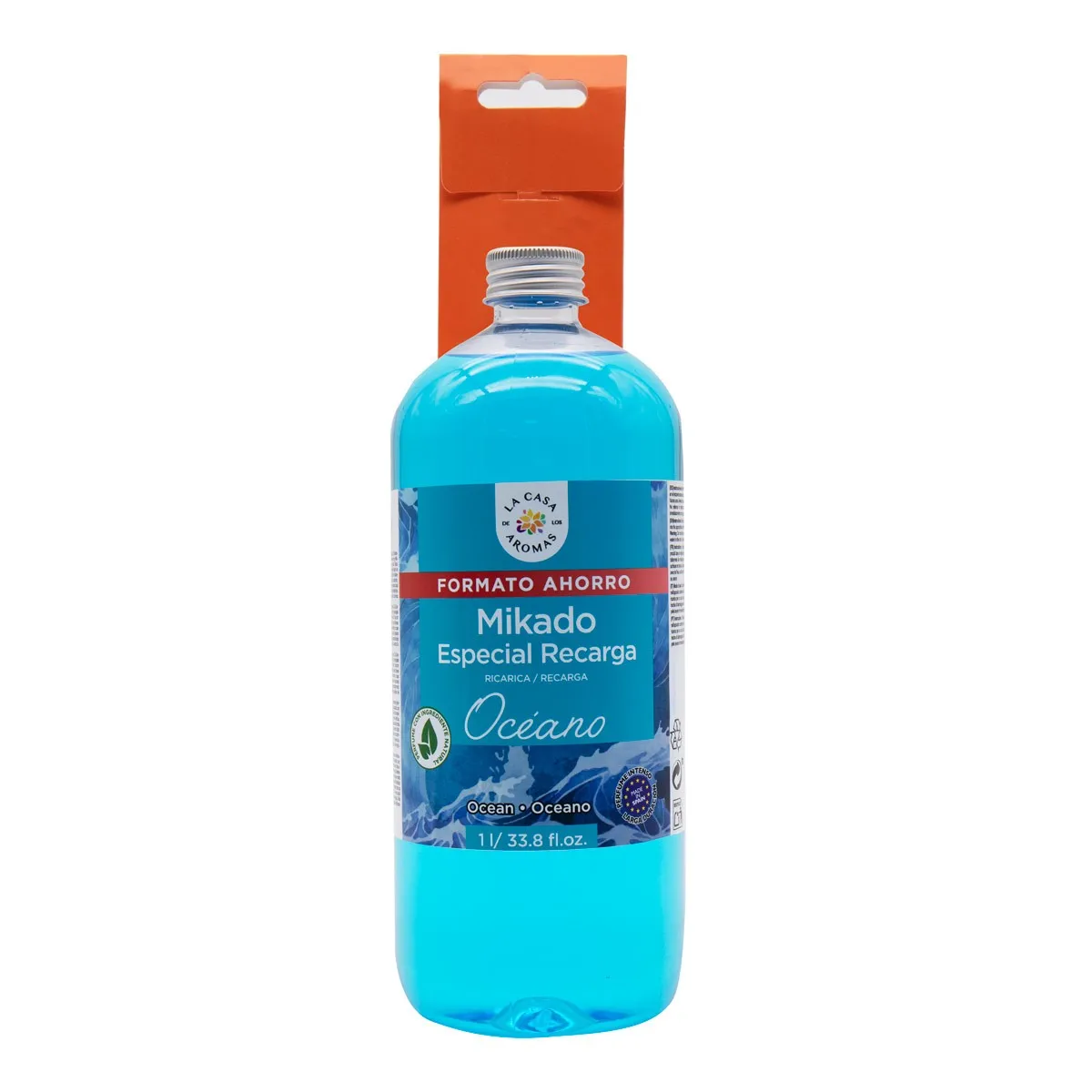La Casa de los Aromas Mikado Reposicion OCEANO botella 1 Litro con 15palitos de recambios Ambientador Fragancia  DURADERA  1000ml Calidad garantizada