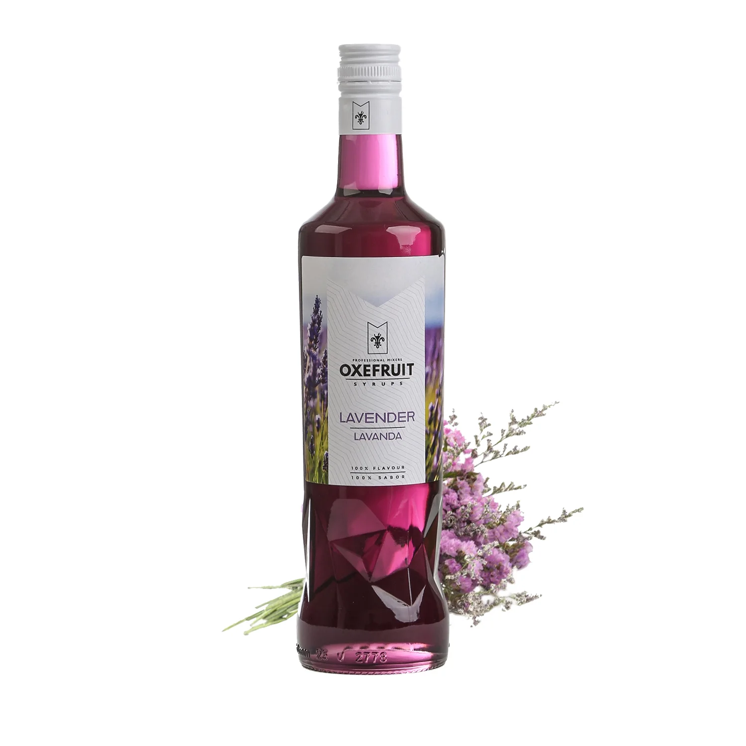 Sirope Concentrado de Lavanda Oxefruit para Cócteles y Bebidas Sin Alcohol, Aroma Floral Dulce, Botella de Vidrio - 700 ml