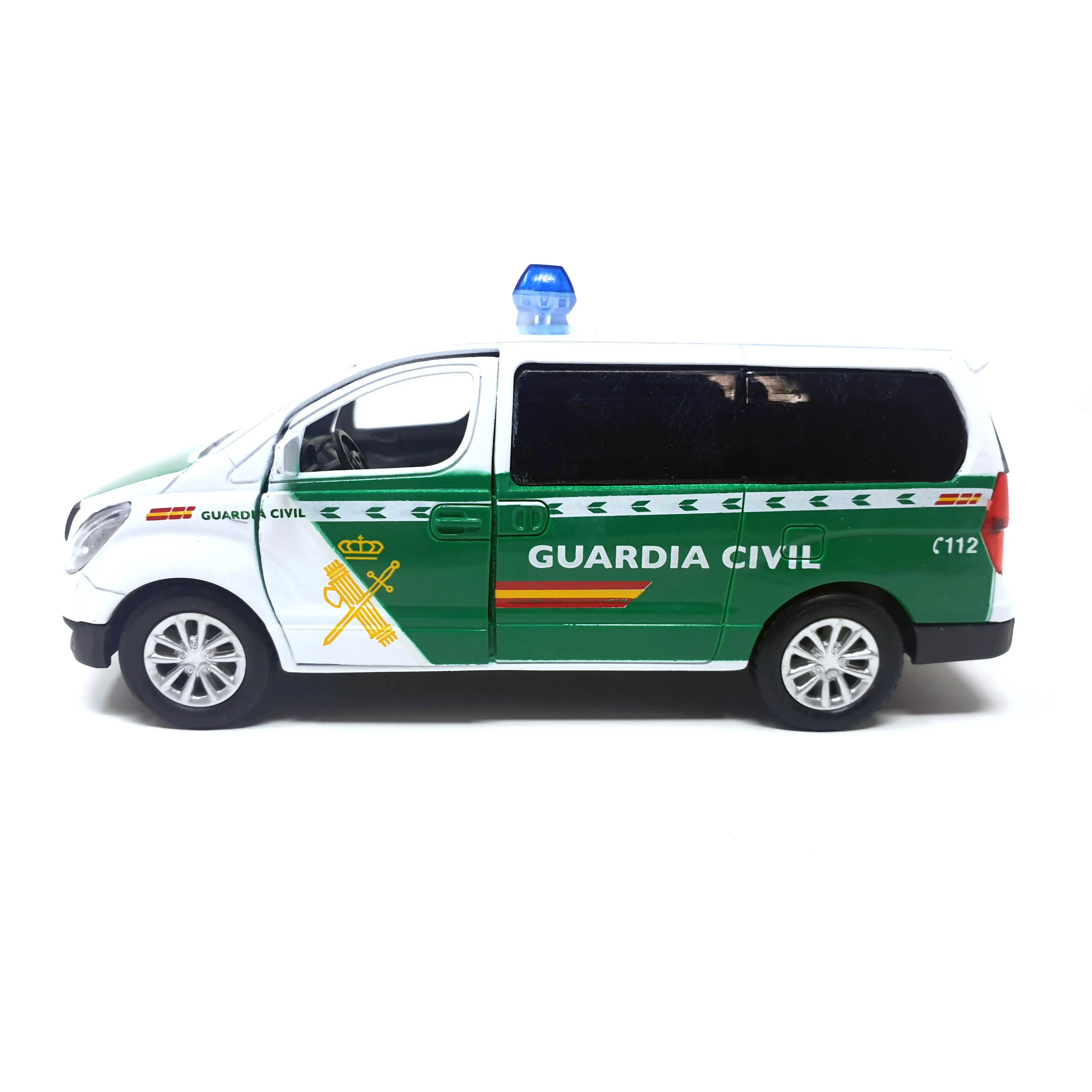 Furgoneta Guardia Civil, metálica con partes de plásrico, apertura puertas delanteras, ruedas libres, no recomendado a menores de 3 año PLAYJOCS GT-8069