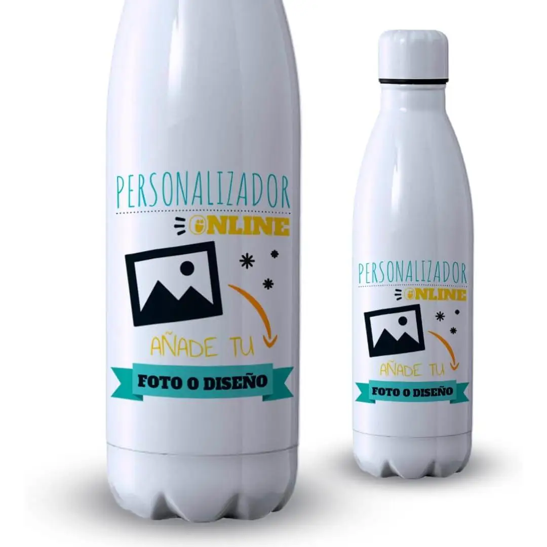 DEREGALOOS Botella Personalizada con Foto y Texto 500ml | Acero Inoxidable | Bebidas Frías 24h y Calientes 12h
