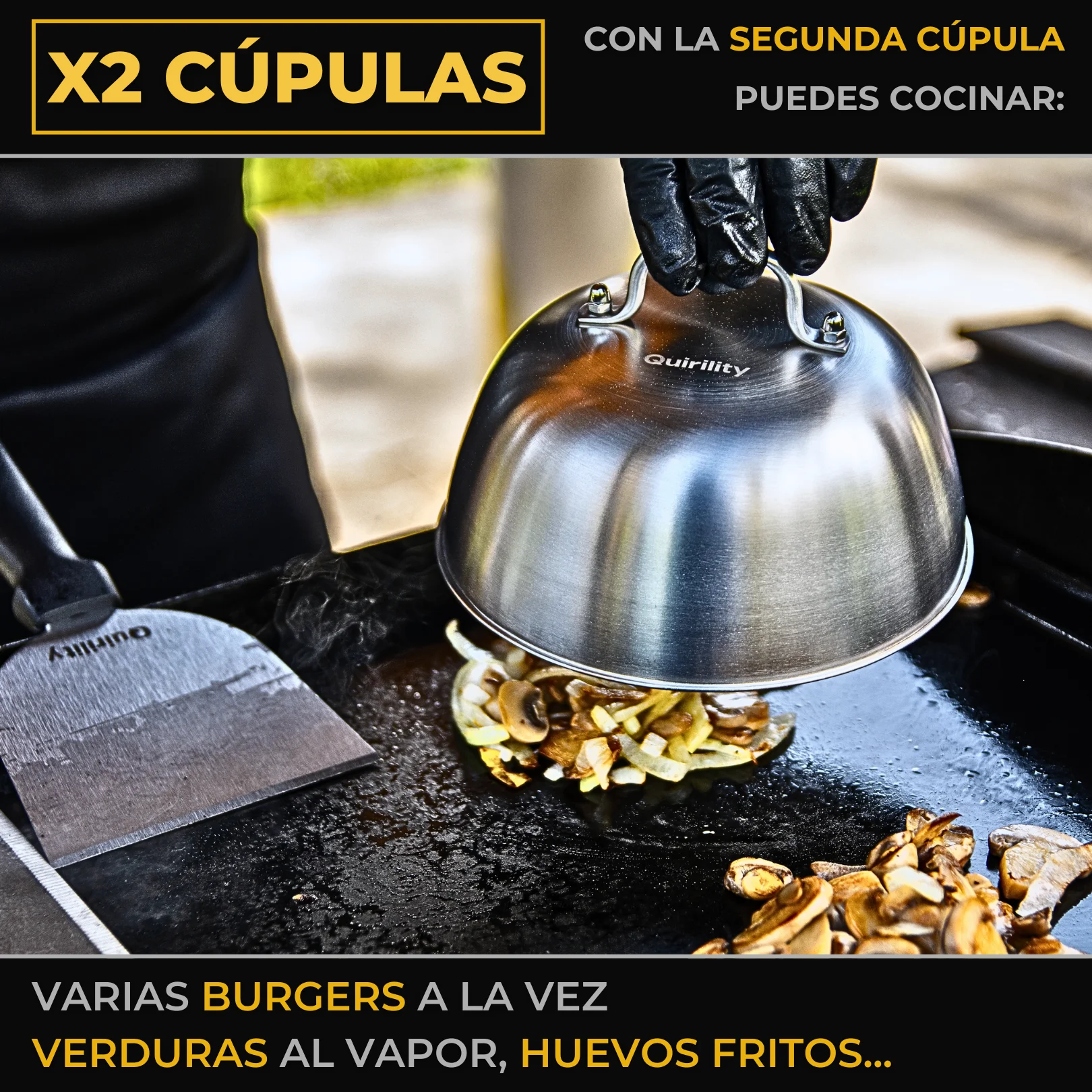 Quirility ® |   Smash burger premium professional stainless steel kit with eu food contact certificate, hamburger smasher, hamburger crusher, smash burger press, hamburger smasher