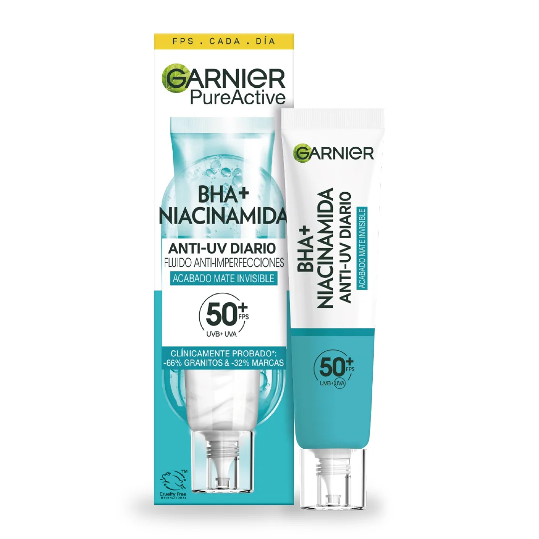 Garnier Pure Active Fluido UV Diario con BHA + Niacinamida FPS50+