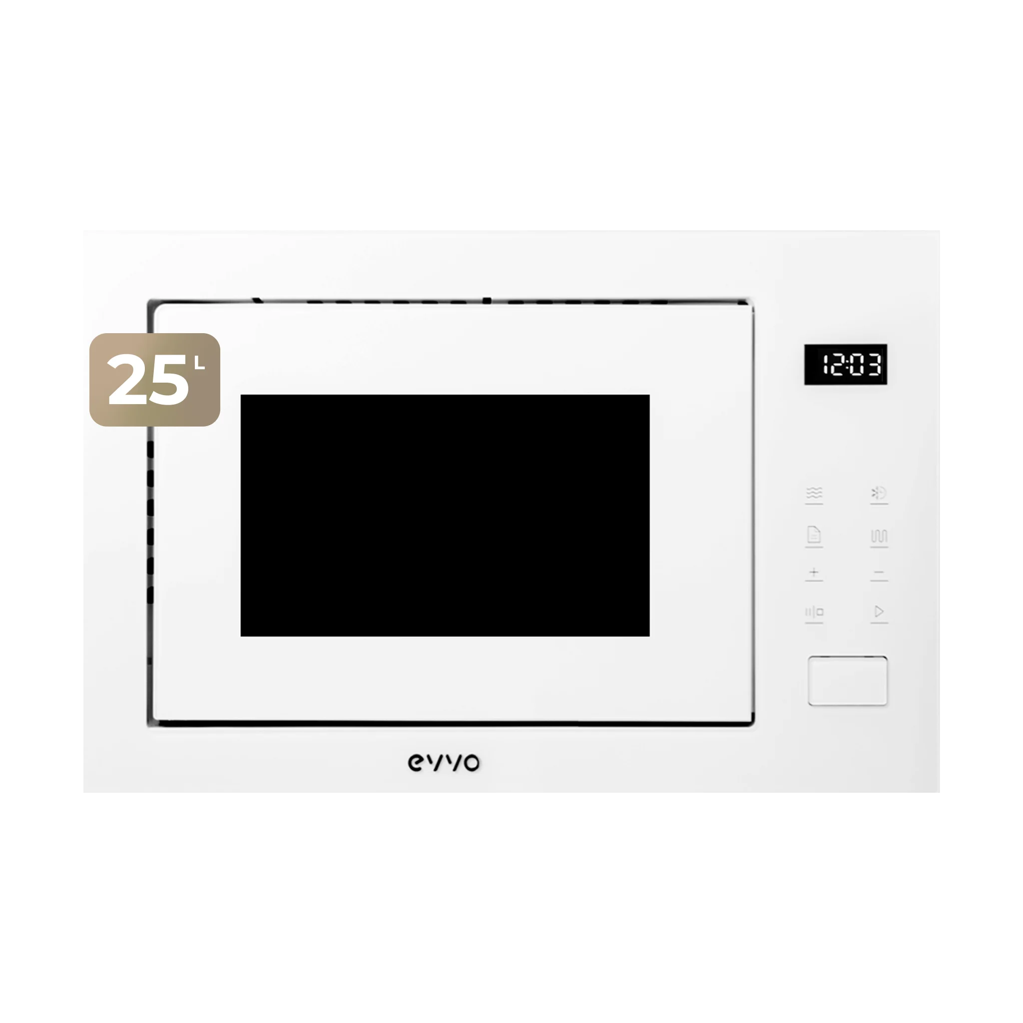 Evvo Microondas Integrable Mi45 Glass White, 25L, Grill 1200W, 8 Funciones, Multifunción, Temporizador 60 Min, Display Digital, Blanco , Leroy Merlin - Imagen 3