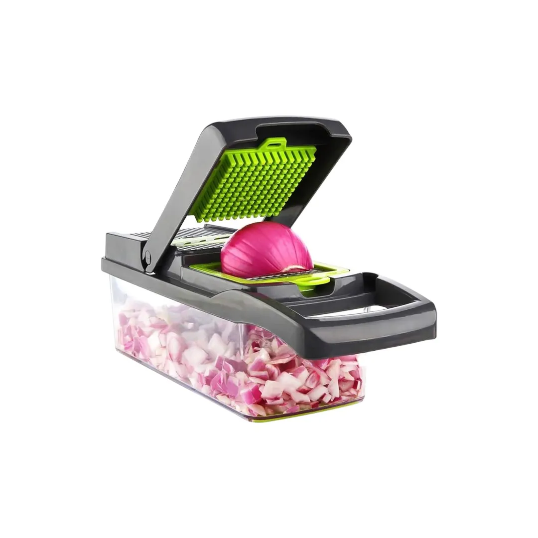 Kynley Tagliaverdure Professionale, Mandolina da Cucina Multifunzione 12 in 1, 7 Lame Sostituibili in Acciaio Inox, per Tagliare Alimenti, Frutta, Ver