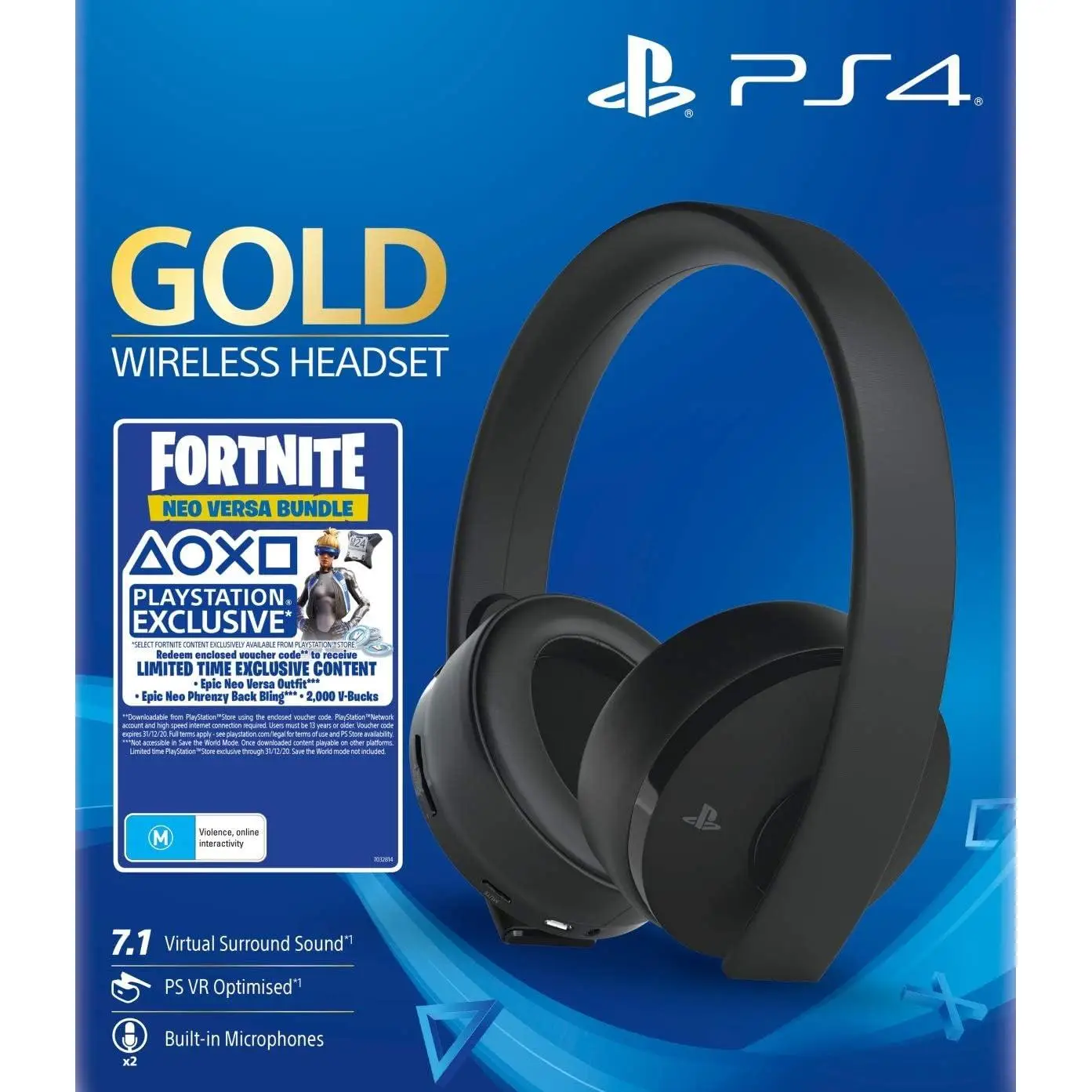 PS4 Gold Wireless Headset + Contenido Fortnite - PlayStation 4 - Nuevo Precintado