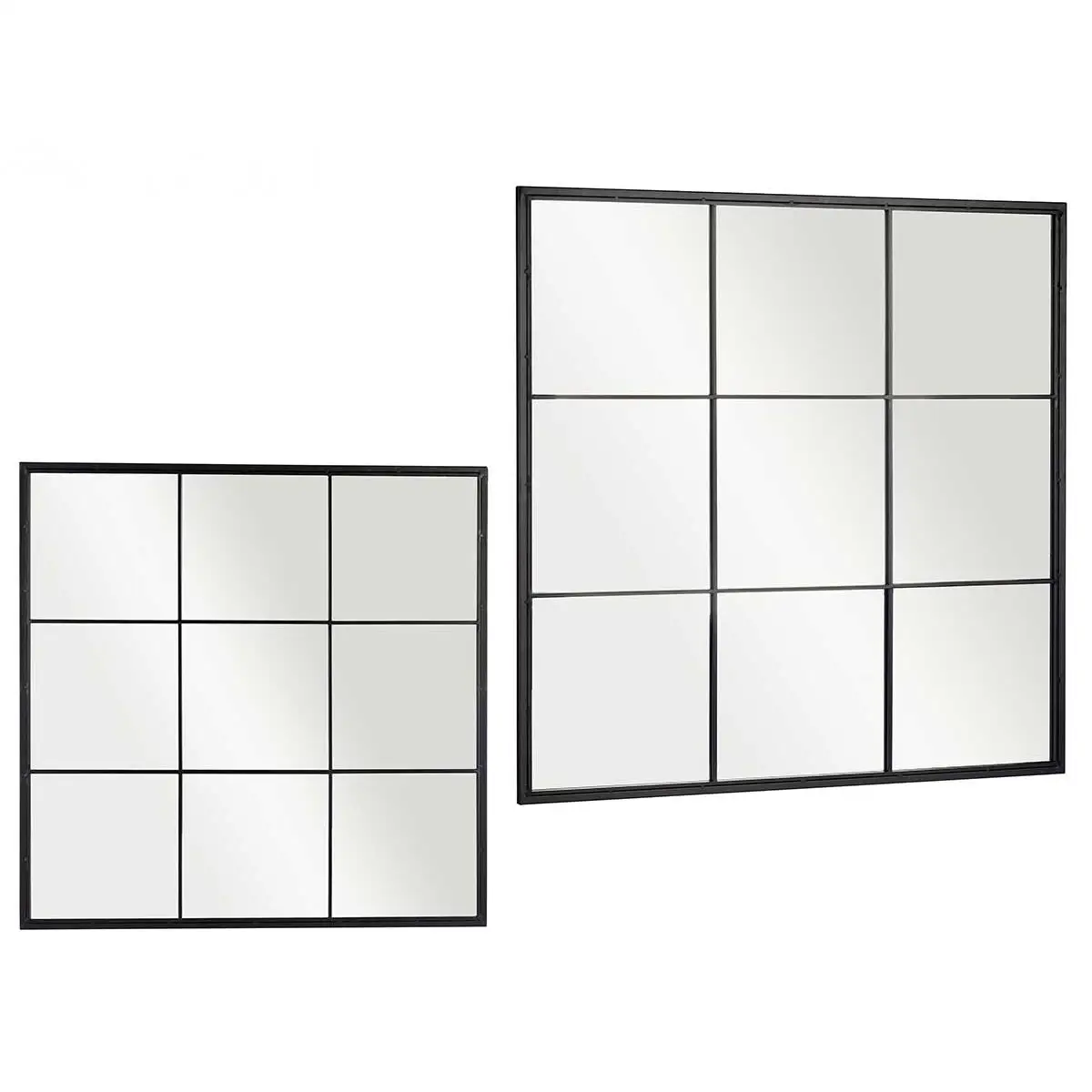 Factory Cuadros - Espejo Siena Negro 90x90cm - Metal y Cristal - Decorativo - espejo ventana