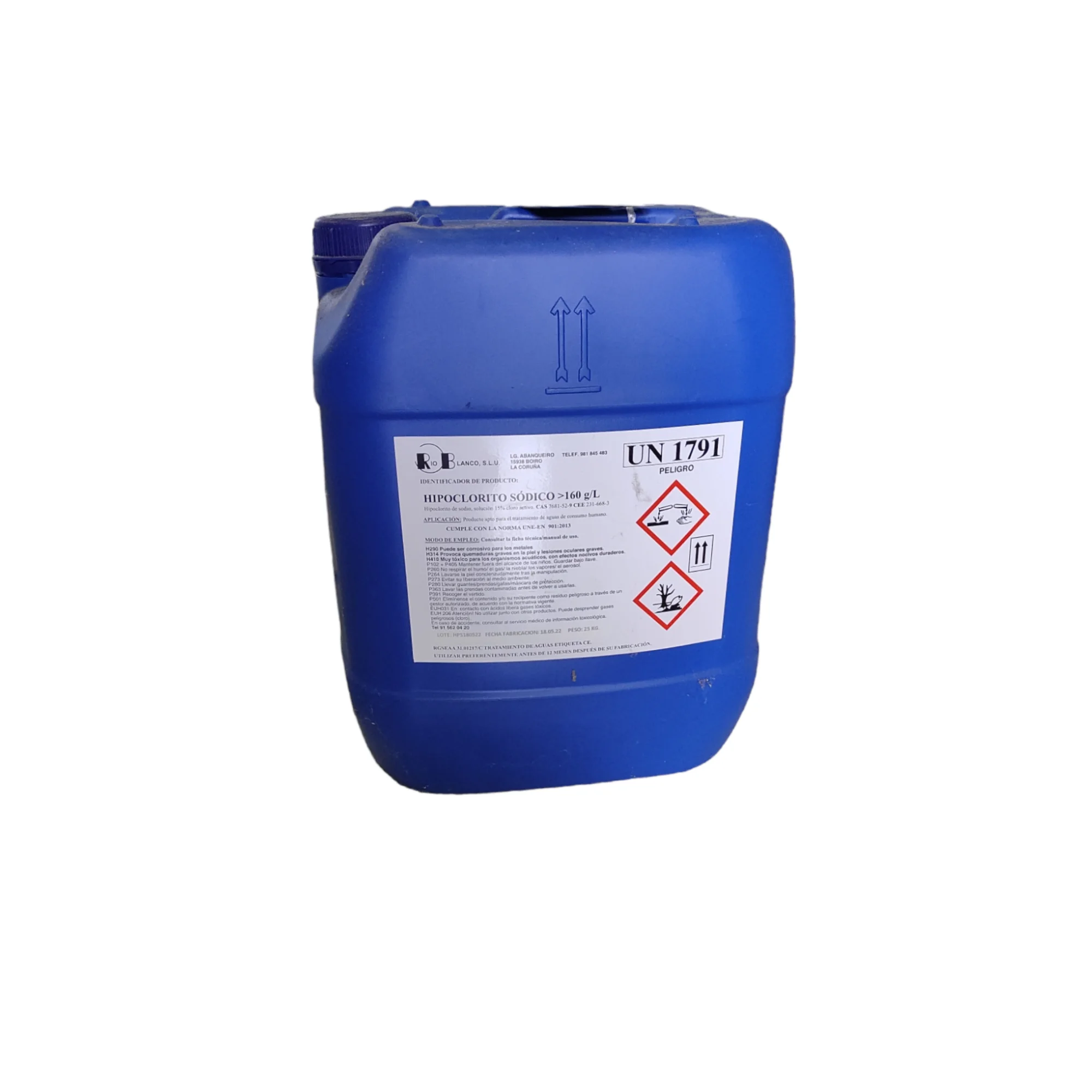 Brenntag Hipoclorito Bactericida para Tratamiento de Agua de Piscinas - Bidón 25 Kg
