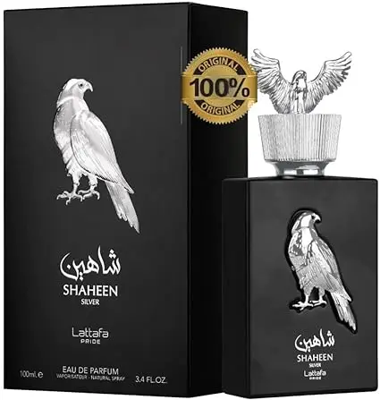 Shaheen Silver Perfume (ORIGINAL)100ml by Lattafa Pride + 5ml rechargeable DRIKANBEST atomizer gift