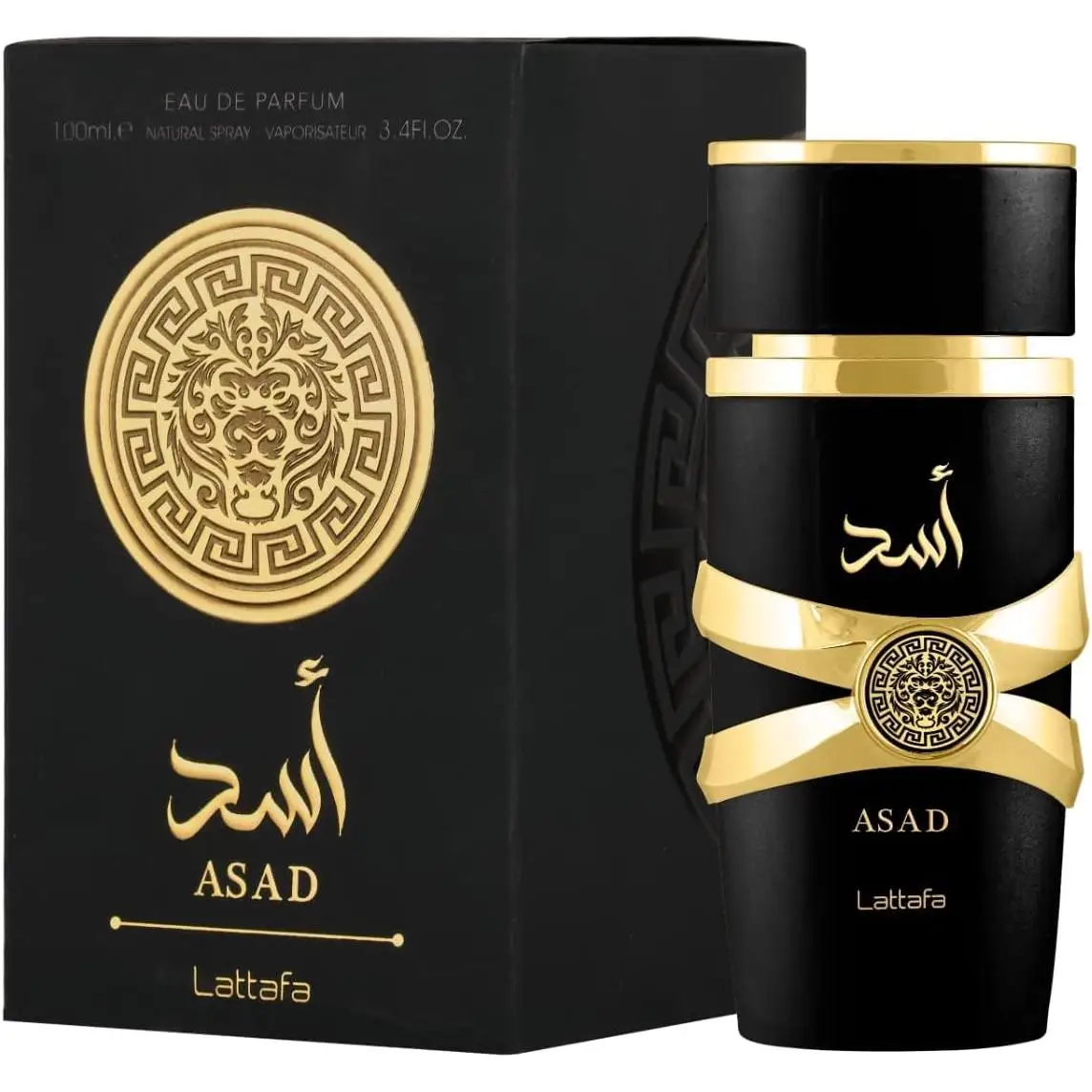 Lattafa Asad Perfume, fragancia refrescante de madera y almizcle, 100 ml