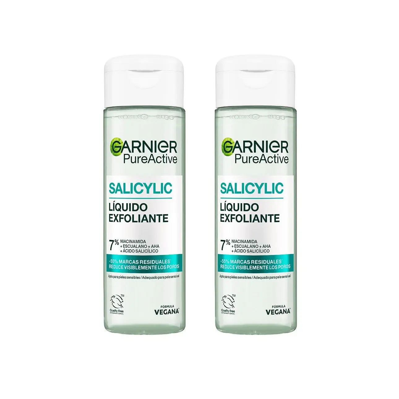 GARNIER | Duplo Pure Active exfoliante liquido Salicylic apto para pieles sensibles frasco 2x120 ml