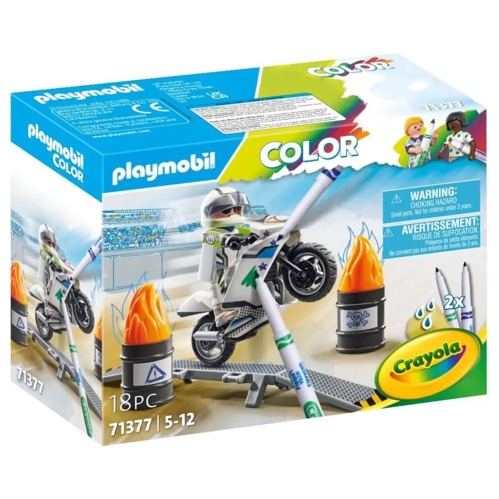 Playmobil color moto Crayola (71377) con bolígrafos y Accesorios solubles en Agua