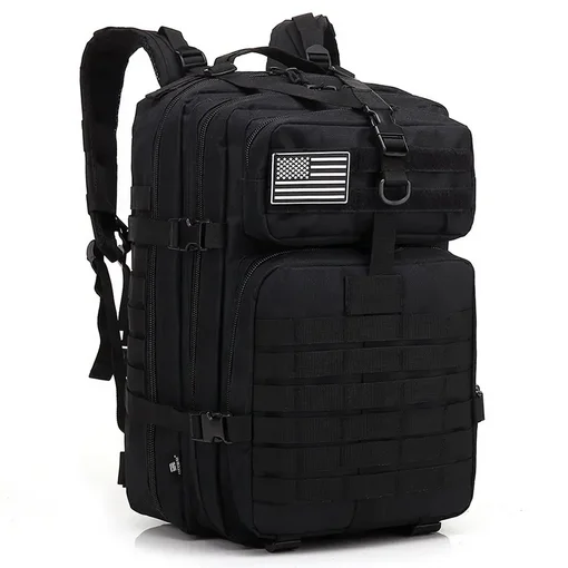 Mochila Táctica Militar 50L Impermeable NEGRA para Aventuras al Aire Libre - incluyes 2 parches velcro Marca Generica