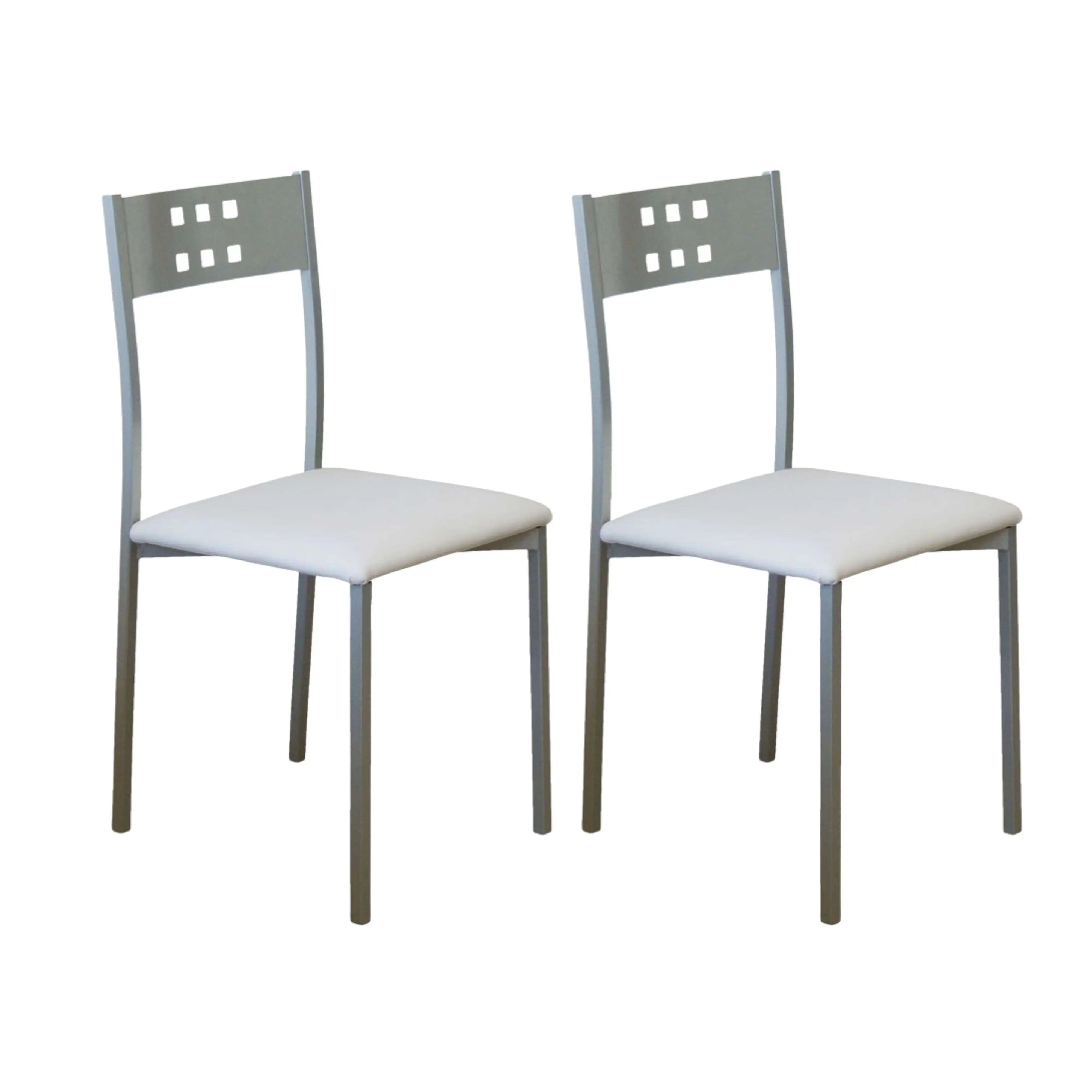 Miroytengo Pack 2 Sillas de Cocina Metal y Blanco Costa, Sillas Comedor Modernas 47x86x41cm