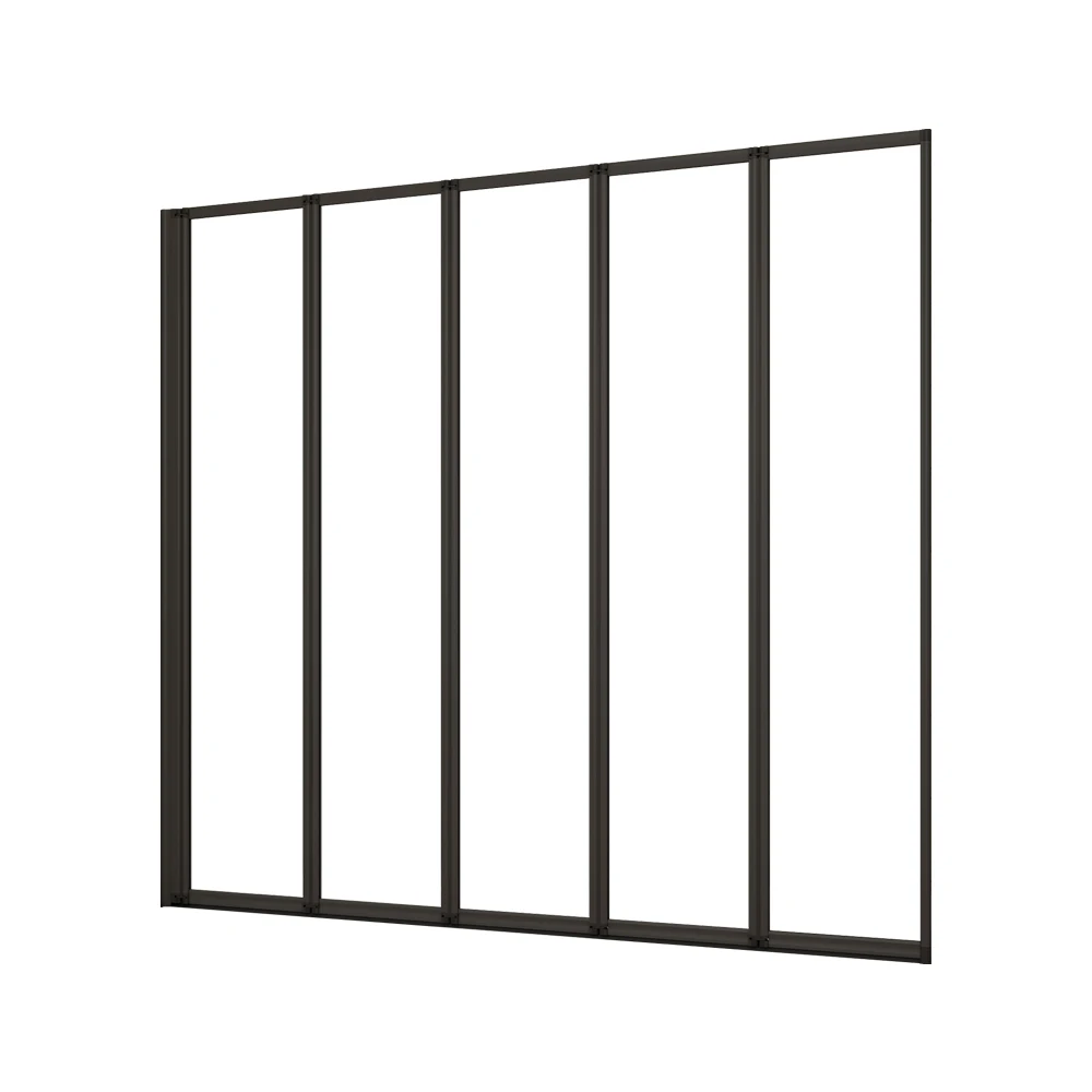 Mampara de Bañera Plegable,5 Hojas,Vidrio Templado 4mm, Negro Mate,(119.3-120.3)X140cm