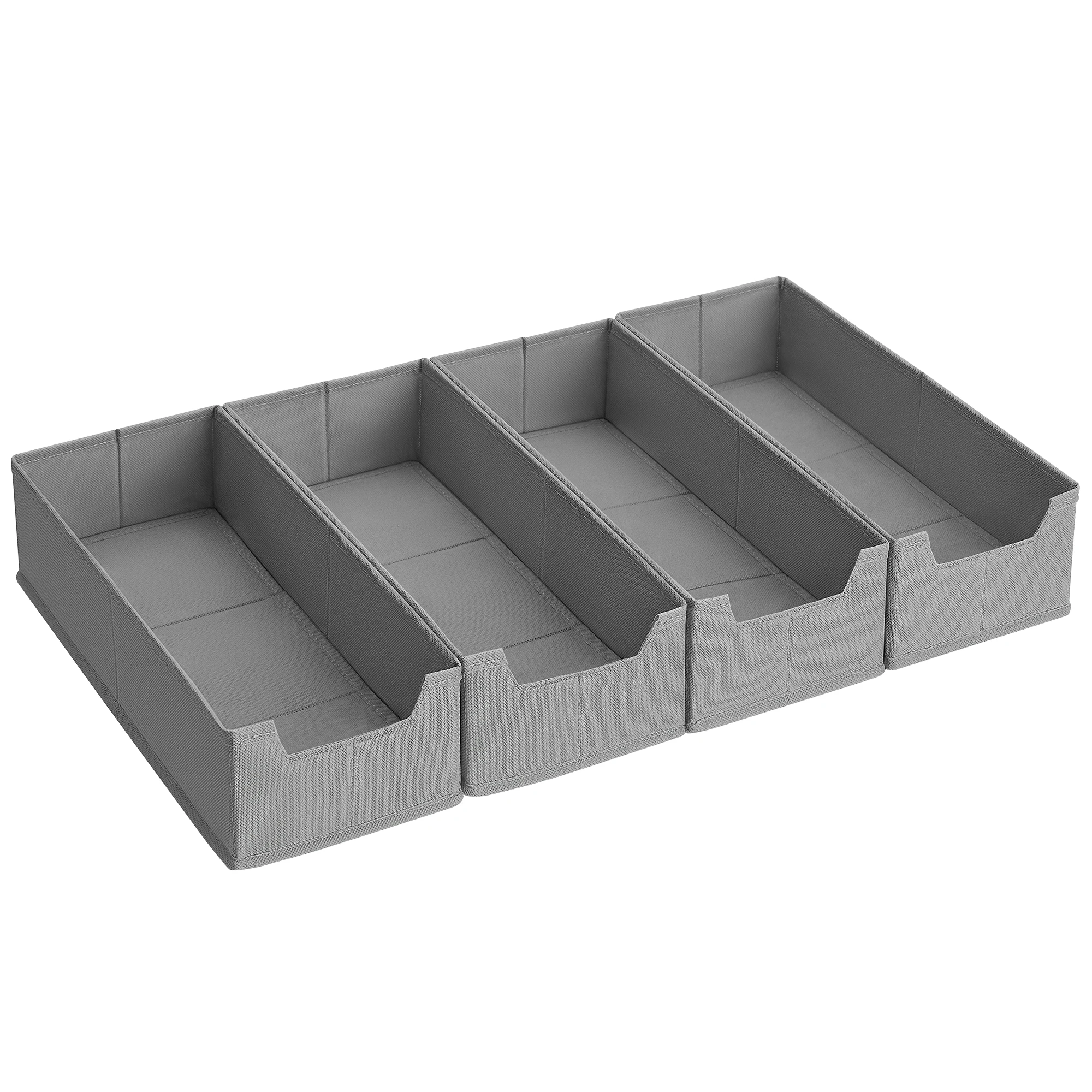 SONGMICS Juego de 4 Organizadores para Cajones de Ropa Interior, para Cómodas HEMNES y MALM de IKEA, Sin Divisores, Plegables, Armario, 40 x 16 x 10 cm, para Calcetines, Gris Paloma