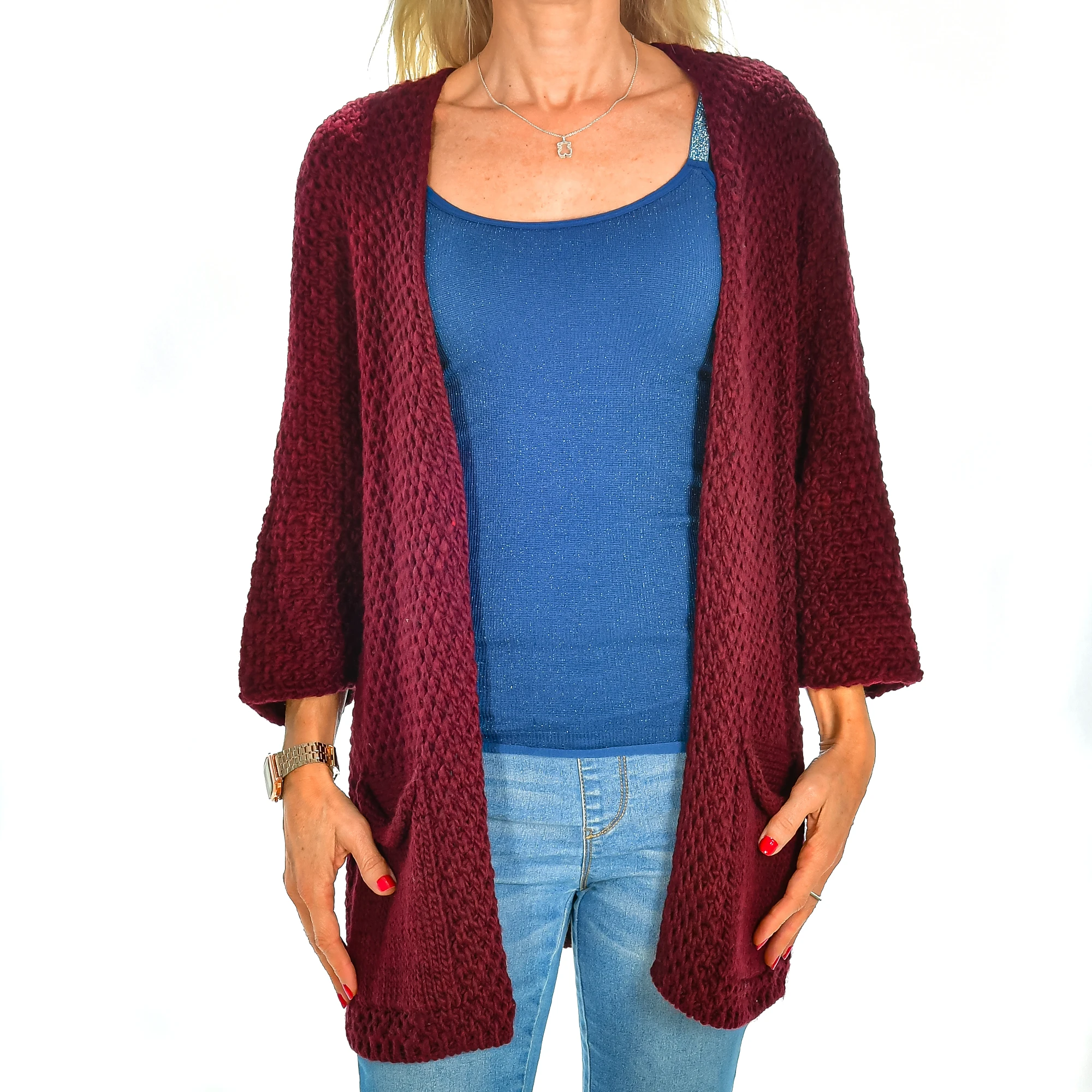 Firenze Artegiani. Cárdigan largo abierto talla única. Made in Italy.