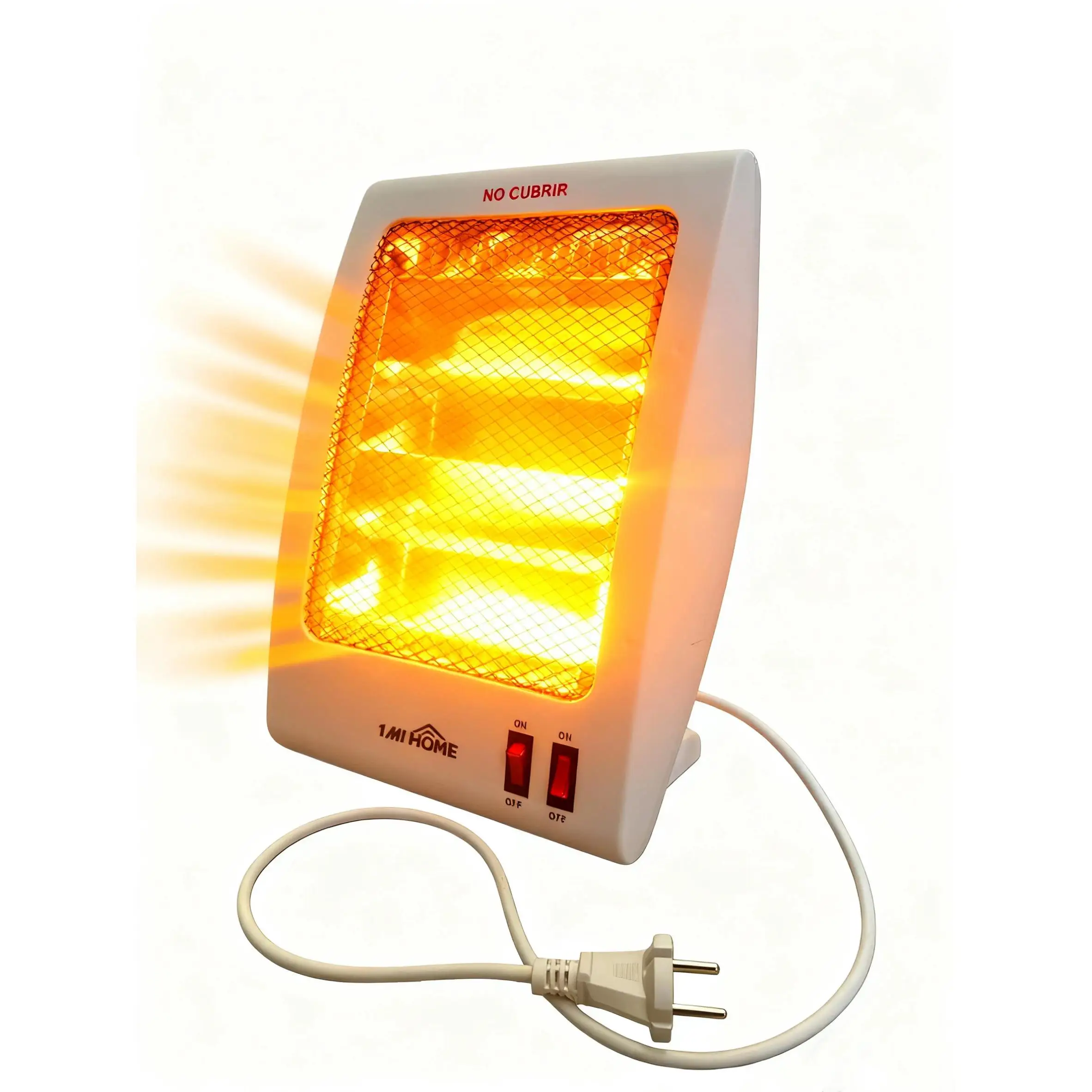 Estufa Halógena Portátil 400W/800W | Calefactor Eléctrico de Bajo Consumo con 2 Niveles de Calor, Protección contra Vuelco y Asa Integrada | Ideal para Hogar, Oficina o Dormitorio