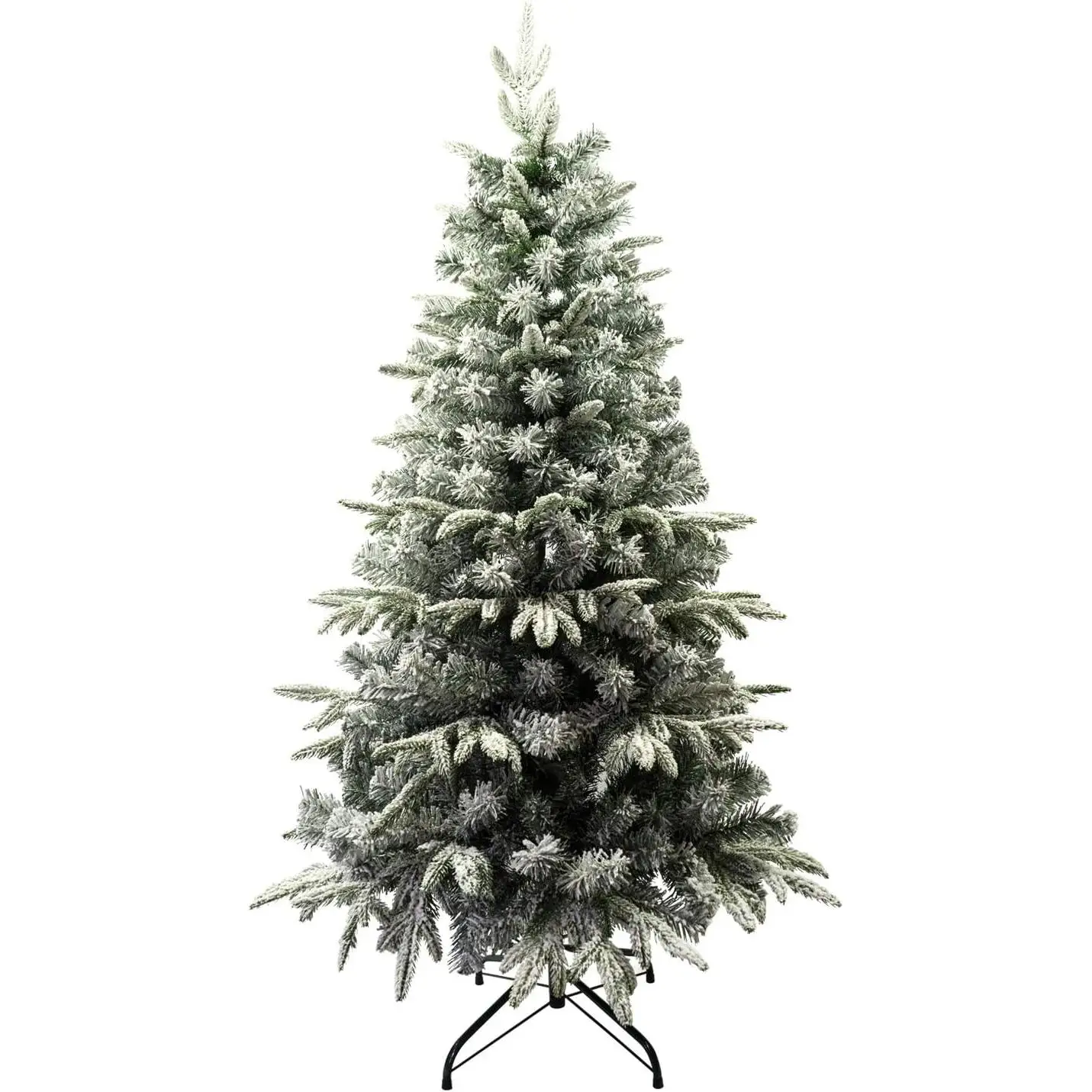 MEJORADA Árbol de Navidad Automontable Flocado con Copos de Nieve Abeto Nevado 150-210cm C/Soporte Metálico
