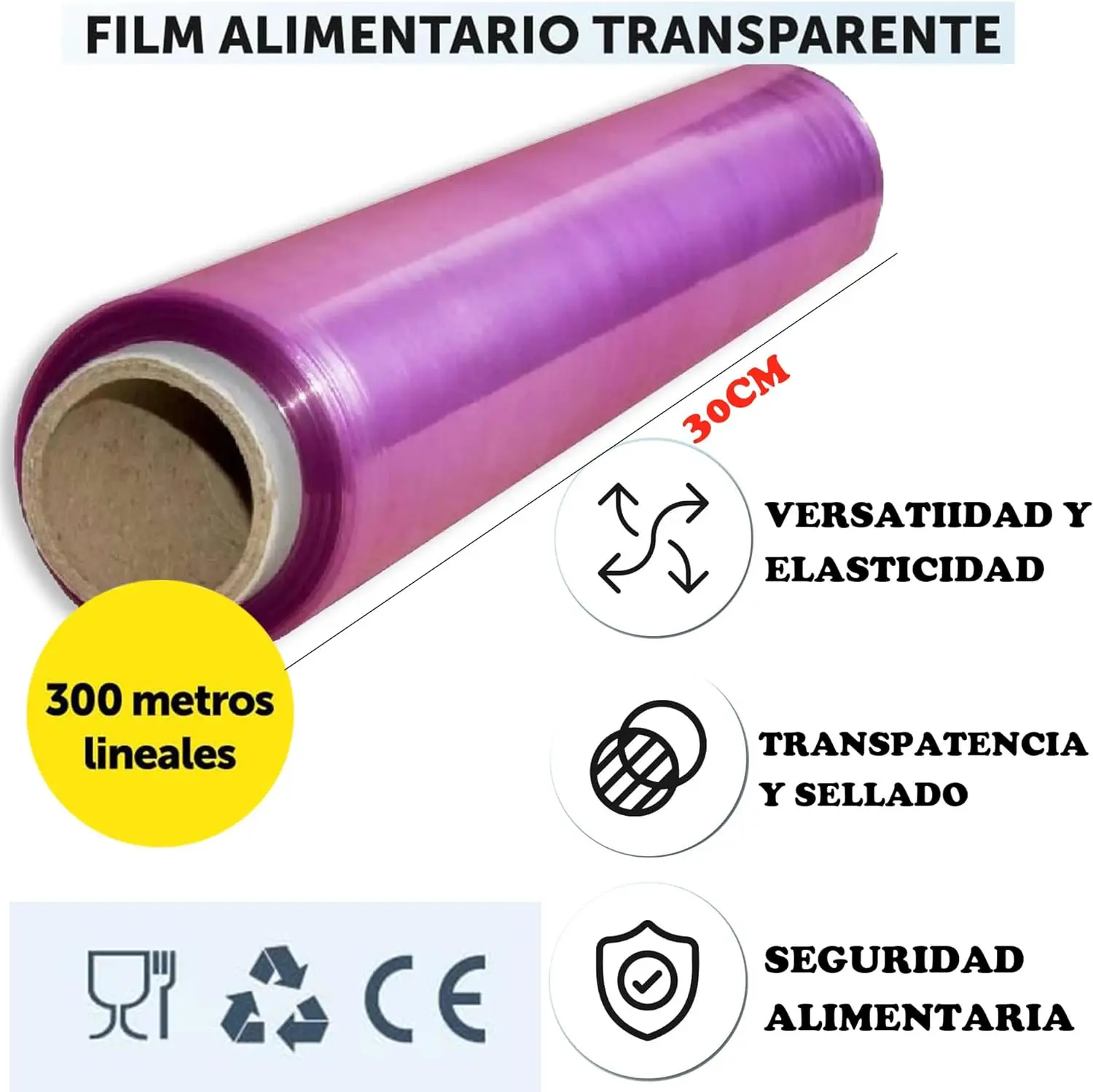 MORE FREE-roll food transparent Film for professional food wrapping, food resistance, industry, tattoos.