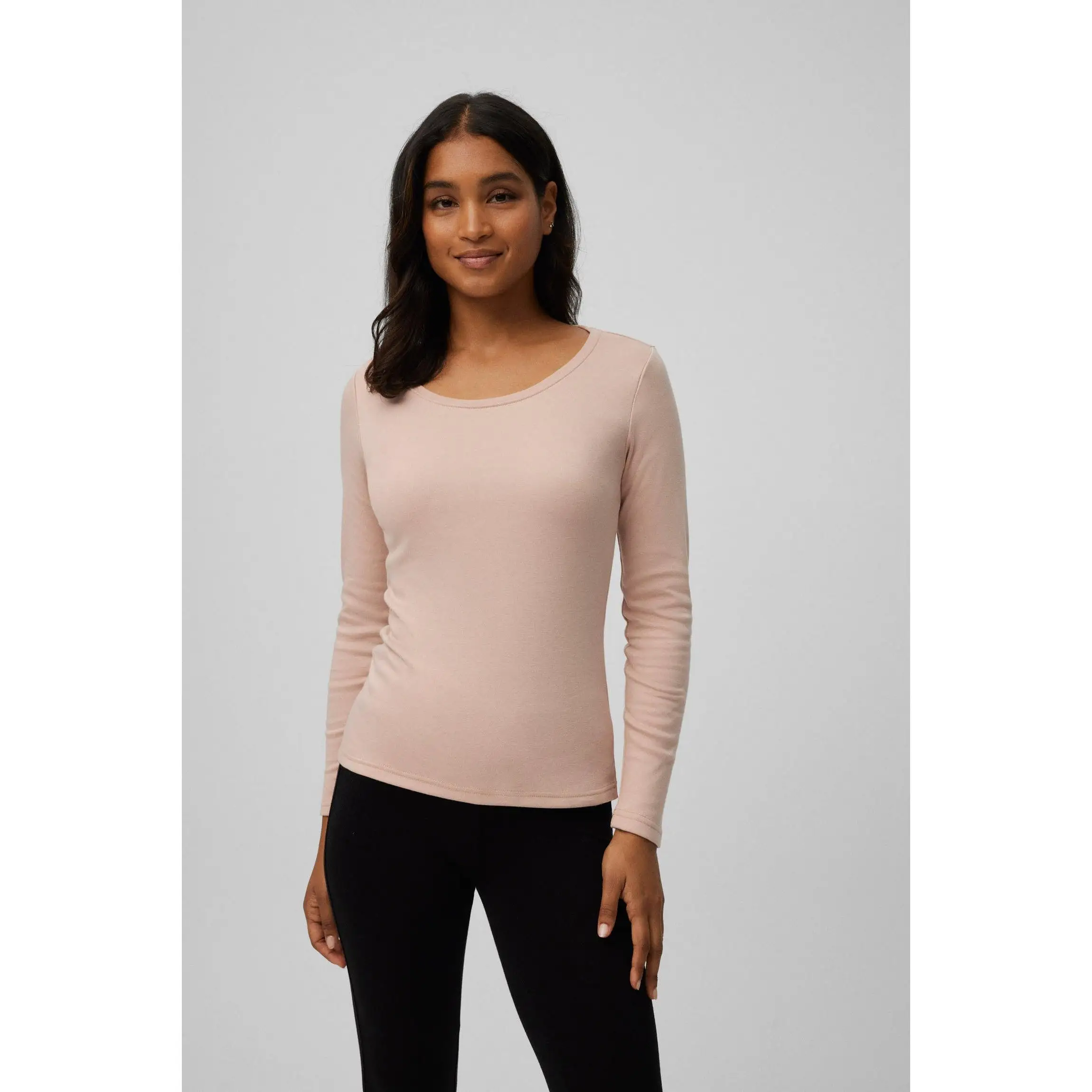 Ysabel Mora - Camiseta cálida algodón manga larga cuello redondo nude