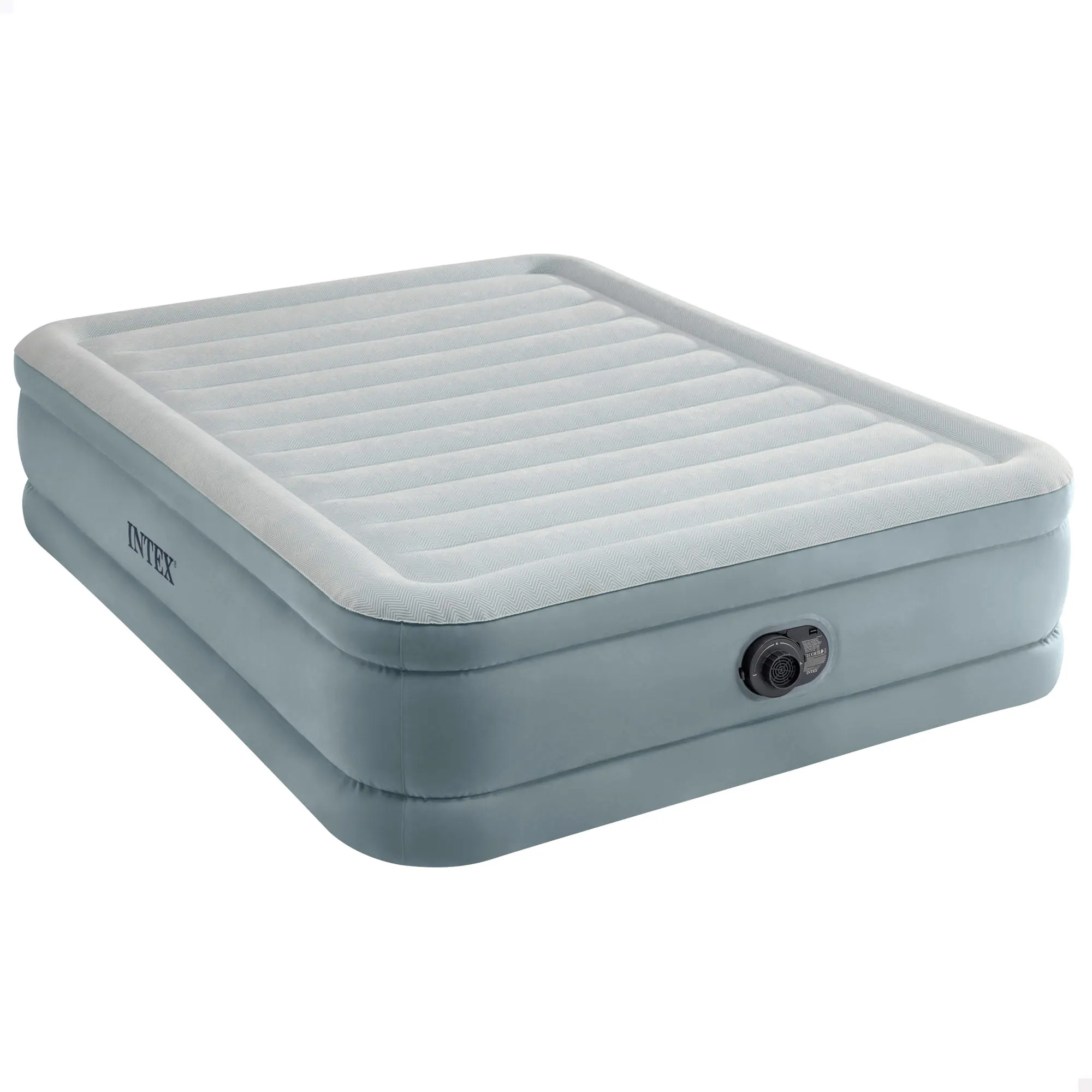 INTEX - Colchón hinchable Deluxe Premium Comfort doble, 152x203x46 cm, tecnología Fiber-Tech, bomba de aire incorporada, sistema inflado y desinflado, bolsa almacenaje, camas de aire, colchones