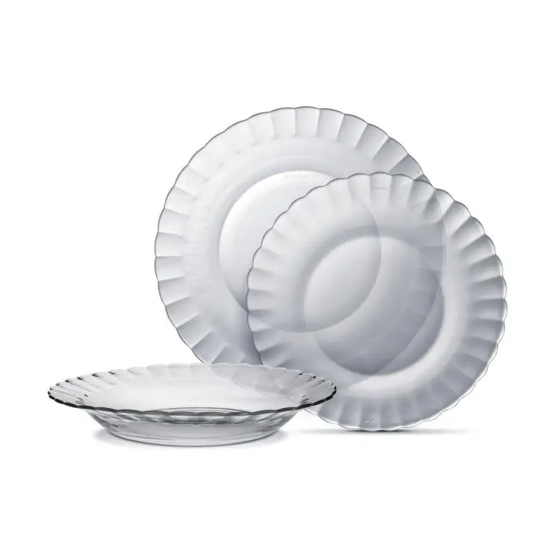 ARISE SHOP-Set de Platos Transparentes Juego de Vajilla de alta calidad Duralex Paris 18 Piezas
