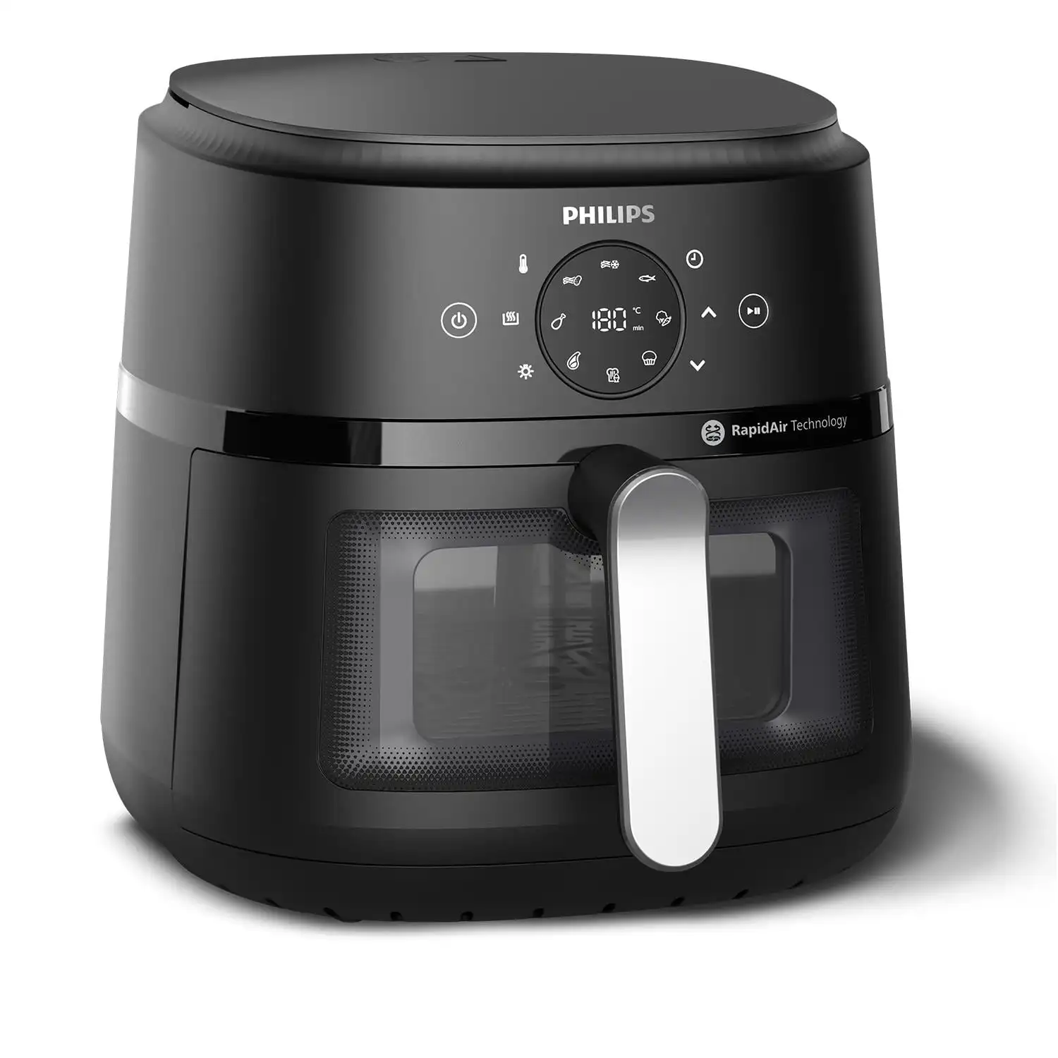 Freidora de aire Philips NA231/00, 6,2 L, 1700 W, 13 programas, ventana de visión, RapidAir, negro/plata