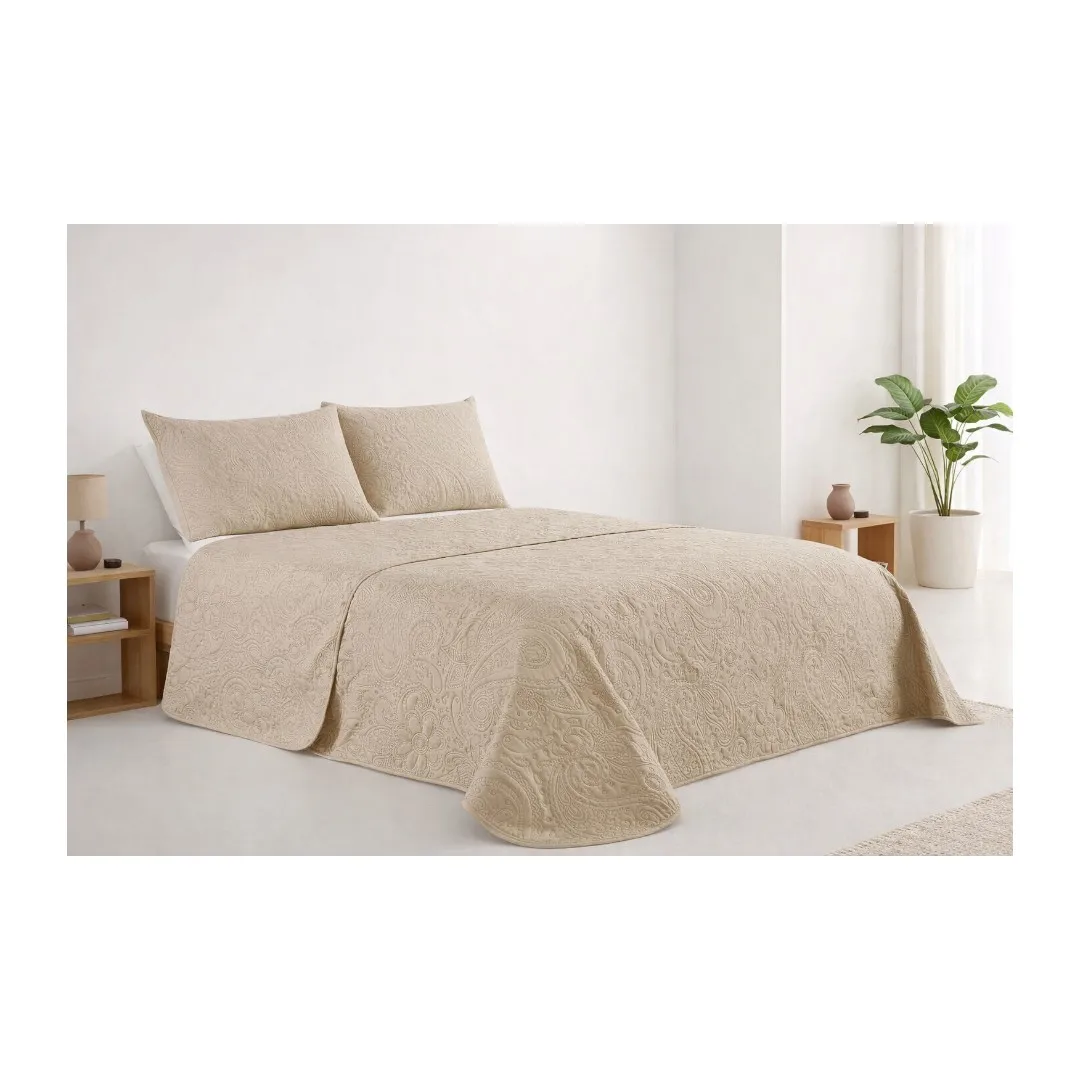 Colcha Bouti Estampado para Verano y Entretiempo, Colcha para Cama 100% Poliester, Colcha Cubre Cama para Cama 90/105/135, Suave, Blanco con Funda de Cojin 45x70cm. ✅ Entrega en 48-72h