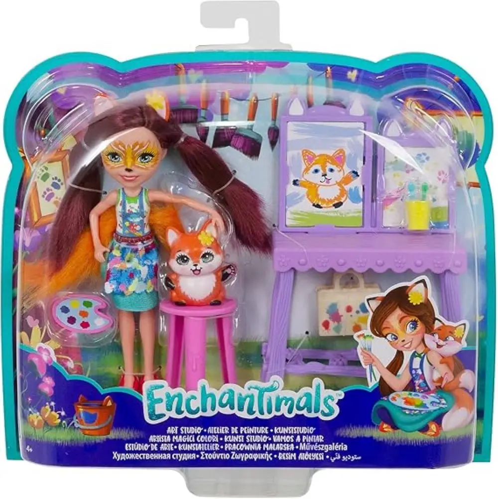 MATTEL: Felixity Fox mascot we will paint Enchantimals doll with accessories-Original gift-recommended age over 3 years