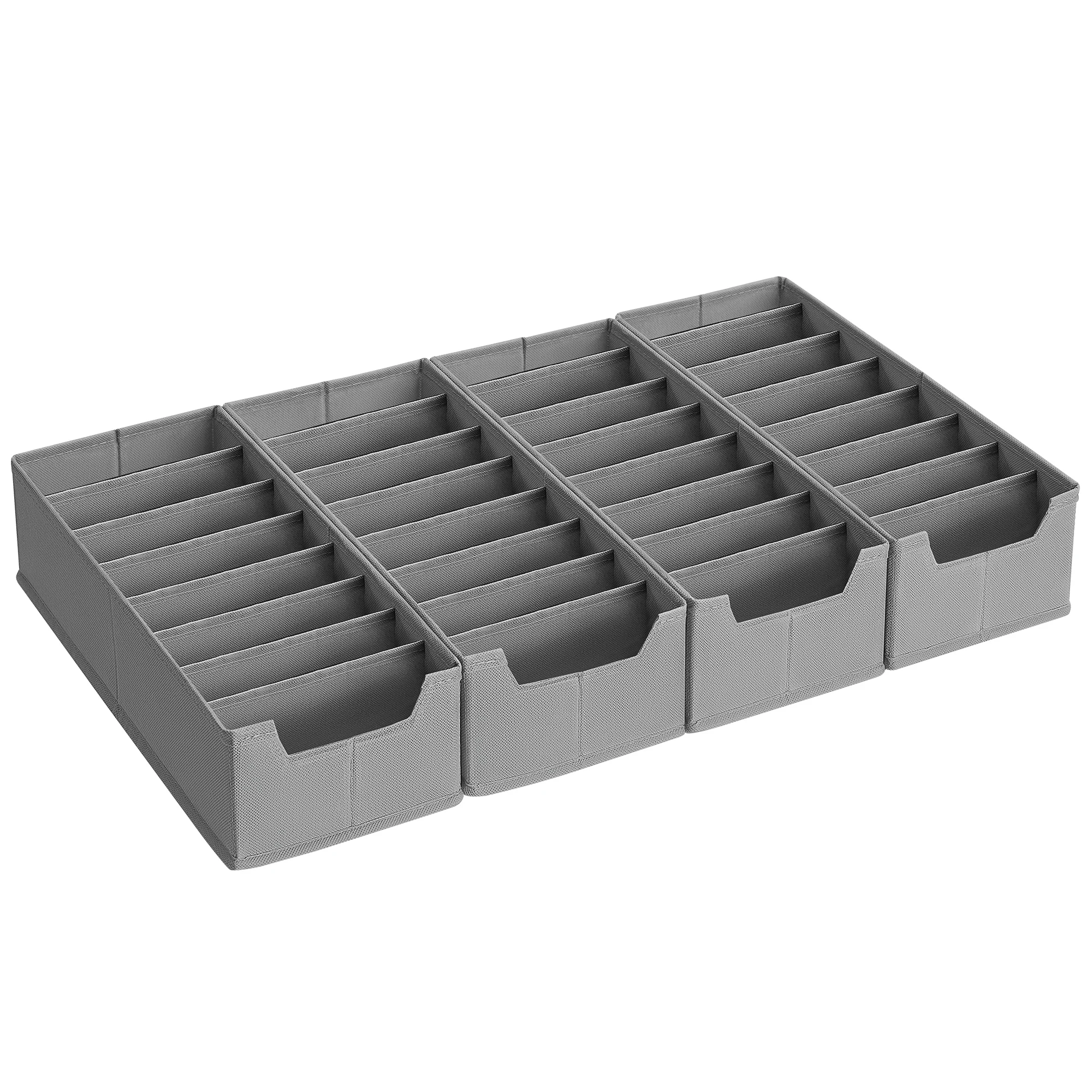 SONGMICS Juego de 4 Organizadores para Cajones de Ropa Interior, para Cómodas HEMNES y MALM de IKEA, Con Divisores, Plegables, Armario, 40 x 16 x 10 cm, para Calcetines, Gris Paloma