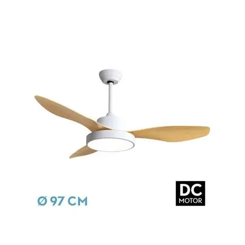 DC fan Hayate 24W White/Beech 3 blades-FABRILAMP