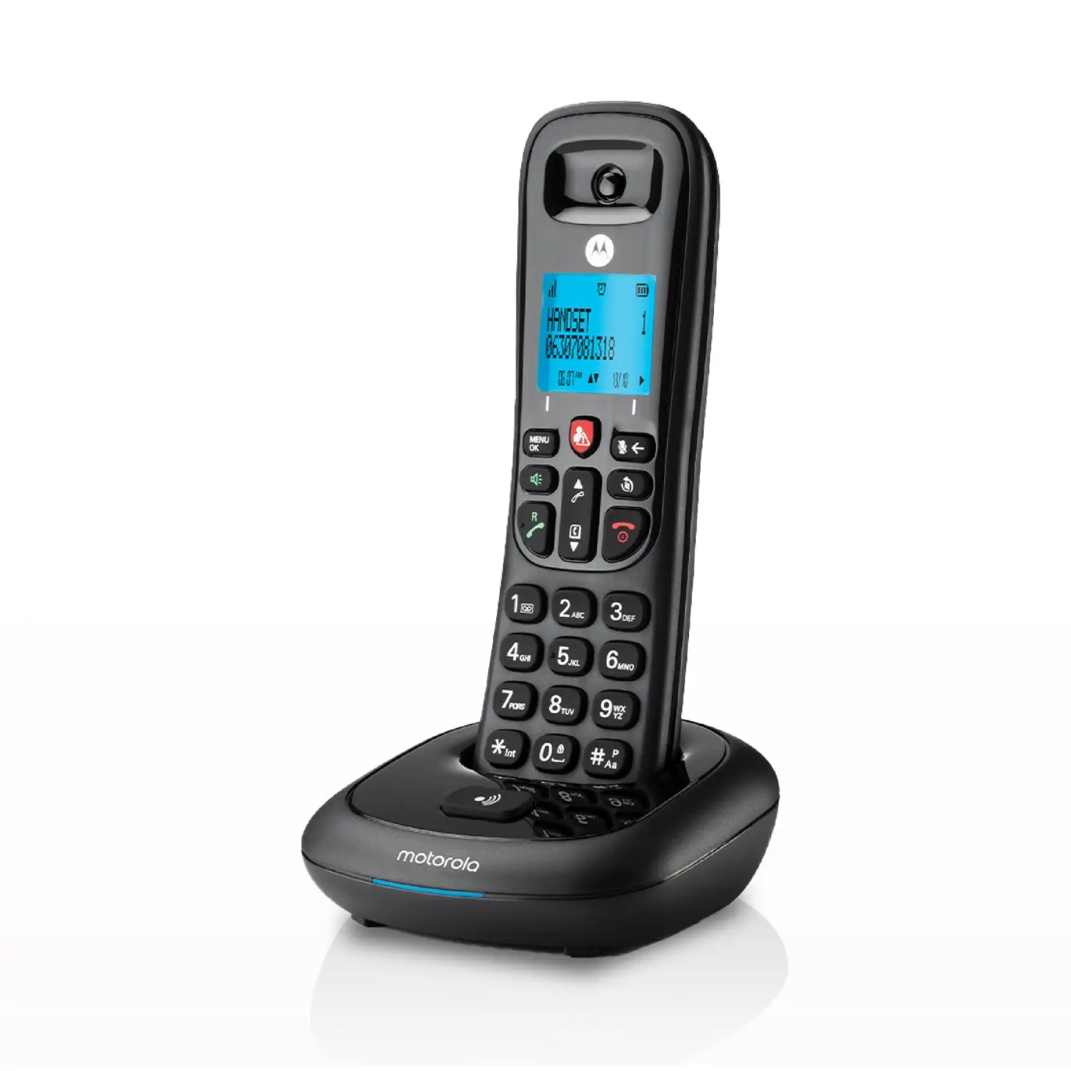 Motorola Voice - CD4001 Teléfono Fijo Inalámbrico con Tecnología de Bloqueo de Llamadas, Agenda para 50 Nombres y Números, Pantalla Retroiluminada, Altavoz Manos Libres