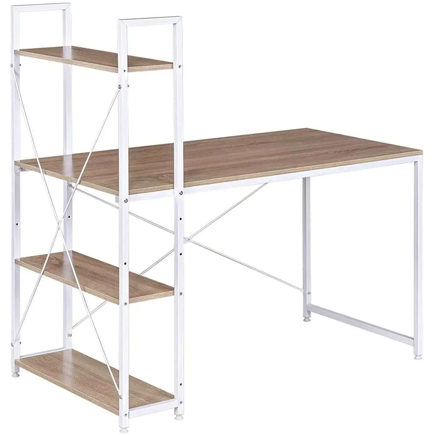 MOBELCENTER - Mesa de Escritorio Dobby diseño Moderno y Industrial - Mesa Estudio - Mesa de Escritorio con estantería - Mesa de Oficina Moderna (1143)