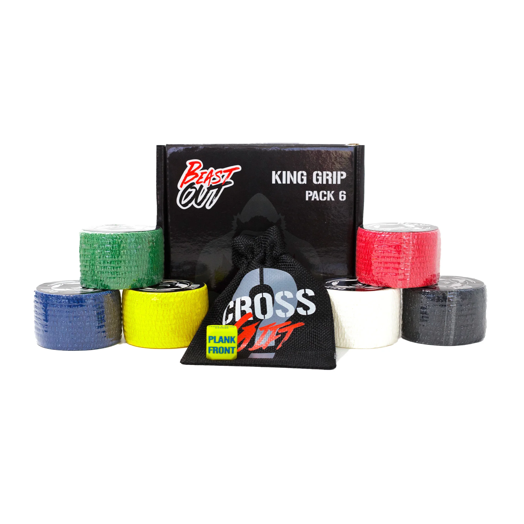 BeastOut Pack de 6 Tape para Crossfit de 4 cm x 6 m, Cintas Elásticas Adhesiva Premium, ideal para Halterofilia y Levantamiento de Pesas