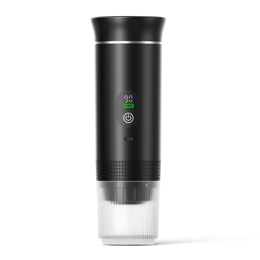 Cafetera eléctrica portátil, cafetera para automóvil para viajes y campamentos, cafetera que funciona con baterías compatible con café molido y cápsulas, color negro